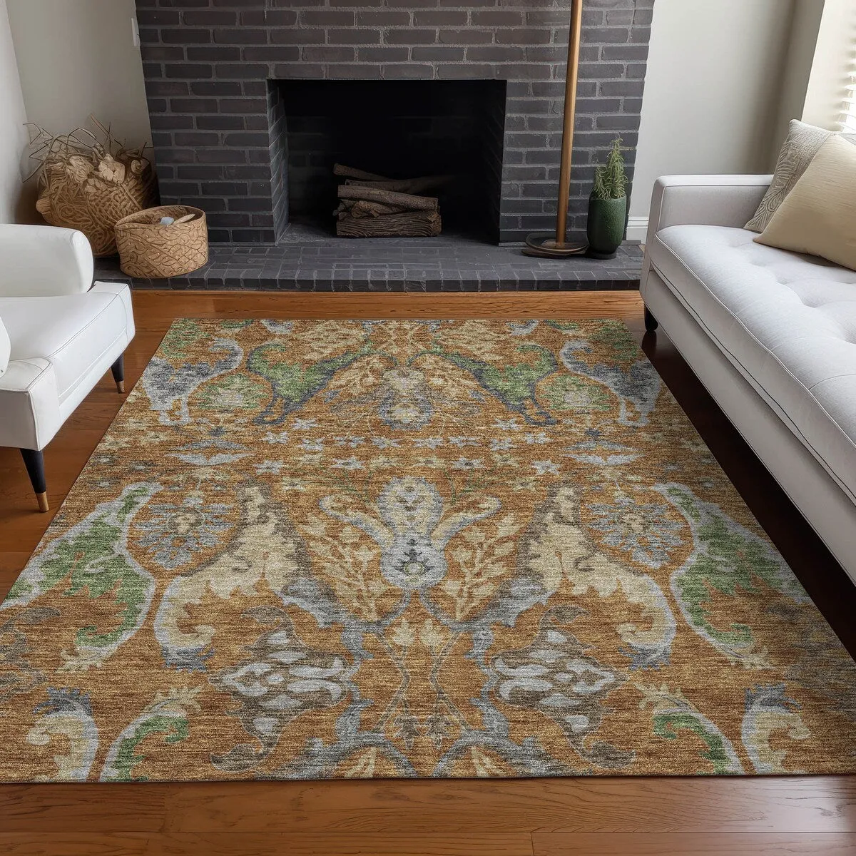 Machine Washable Indoor/ Outdoor Traditional Craftsman Chantille Rug