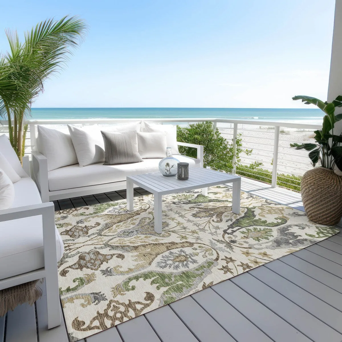 Machine Washable Indoor/ Outdoor Traditional Craftsman Chantille Rug