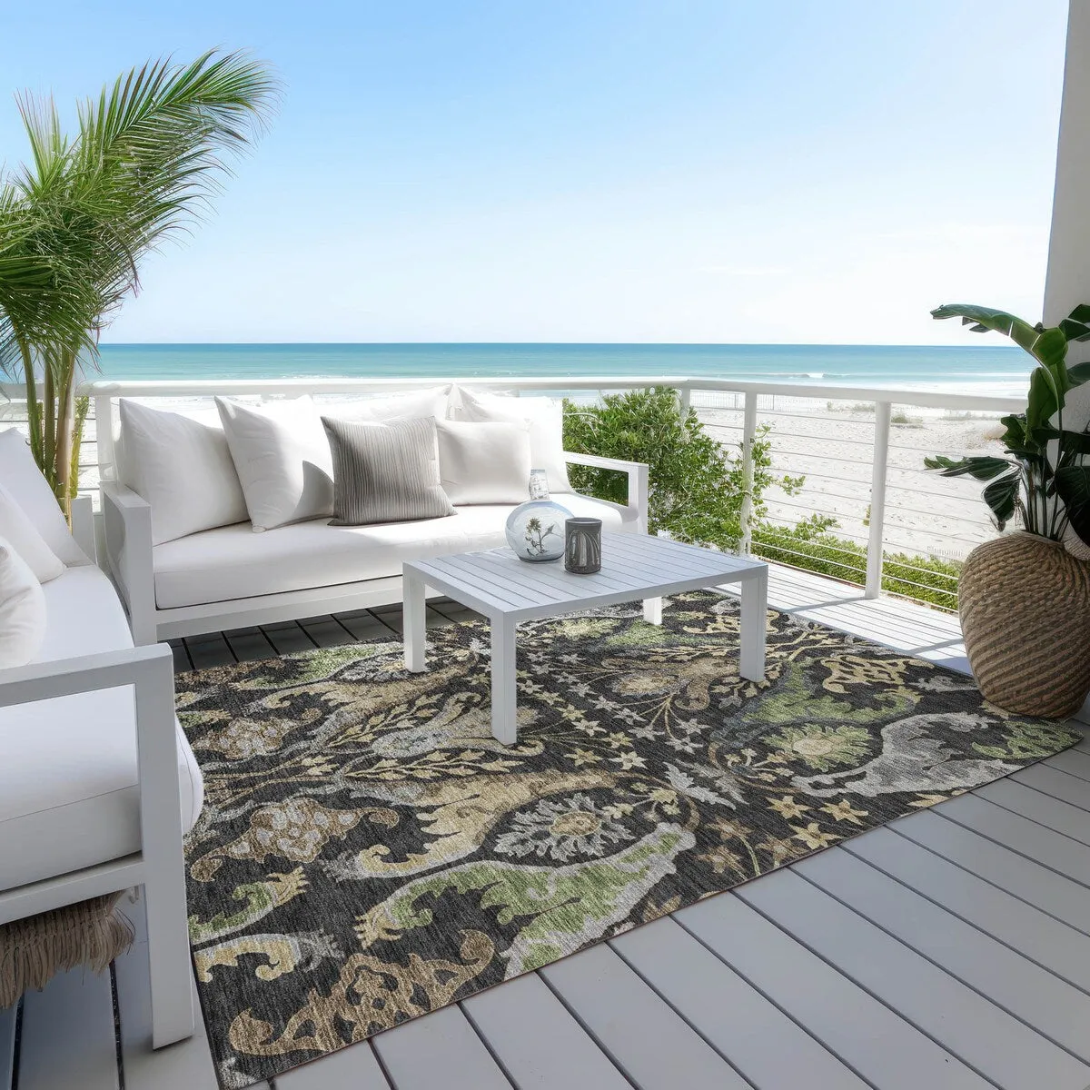 Machine Washable Indoor/ Outdoor Traditional Craftsman Chantille Rug