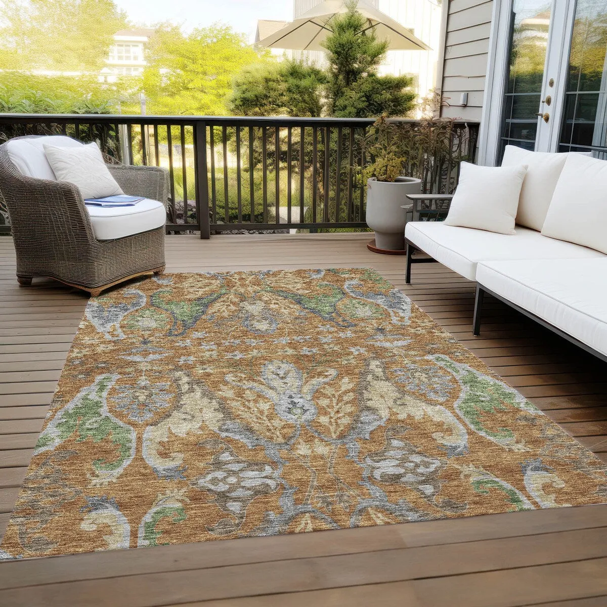 Machine Washable Indoor/ Outdoor Traditional Craftsman Chantille Rug