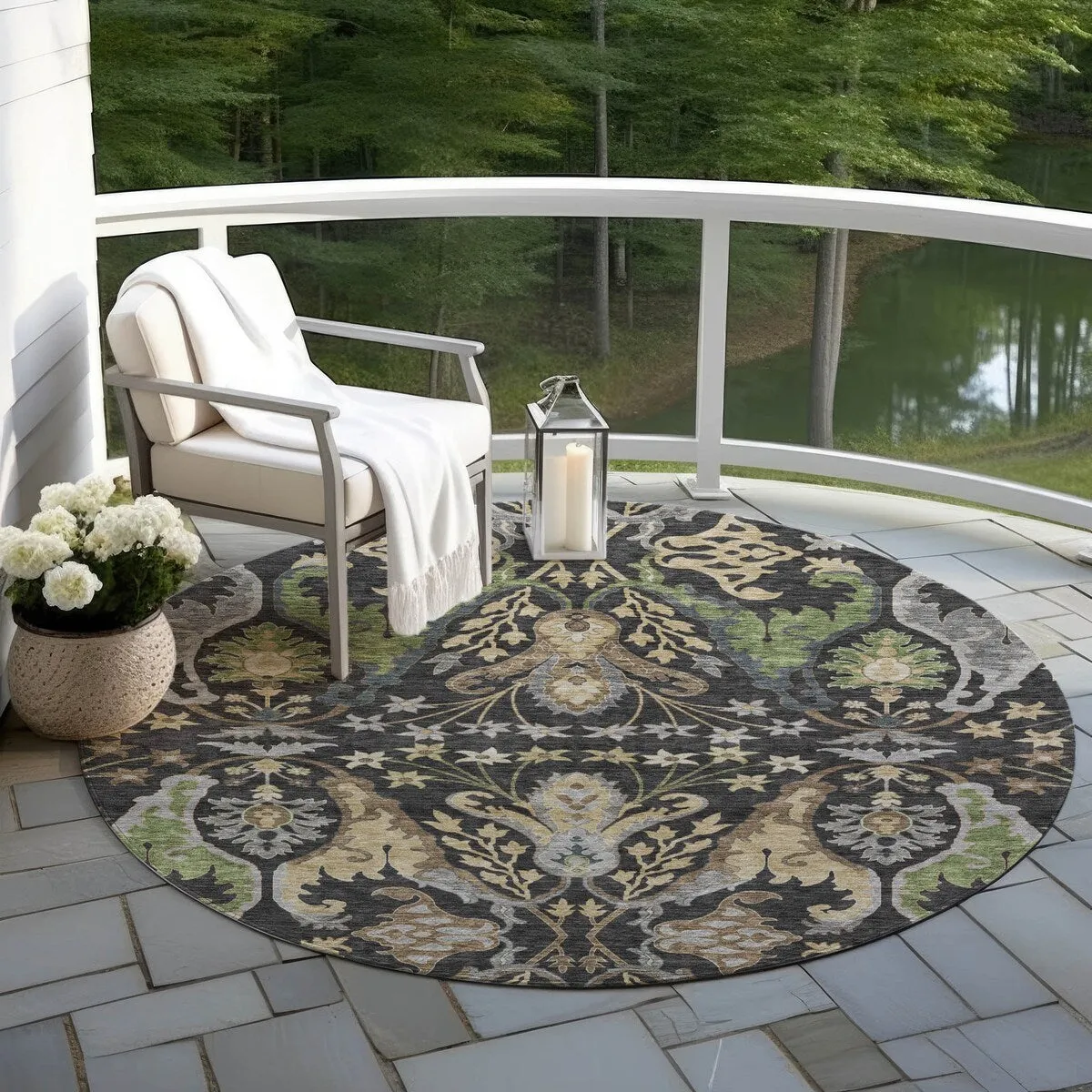 Machine Washable Indoor/ Outdoor Traditional Craftsman Chantille Rug