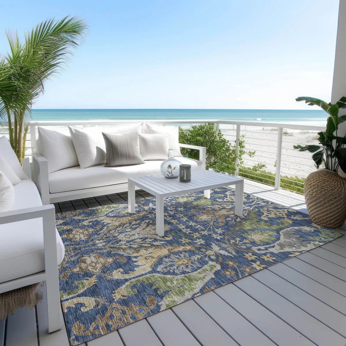 Machine Washable Indoor/ Outdoor Traditional Craftsman Chantille Rug