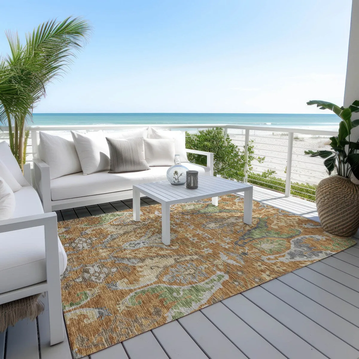 Machine Washable Indoor/ Outdoor Traditional Craftsman Chantille Rug
