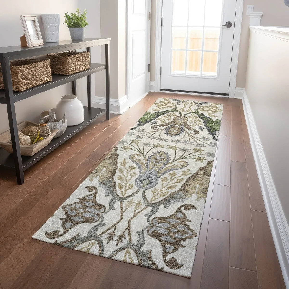 Machine Washable Indoor/ Outdoor Traditional Craftsman Chantille Rug