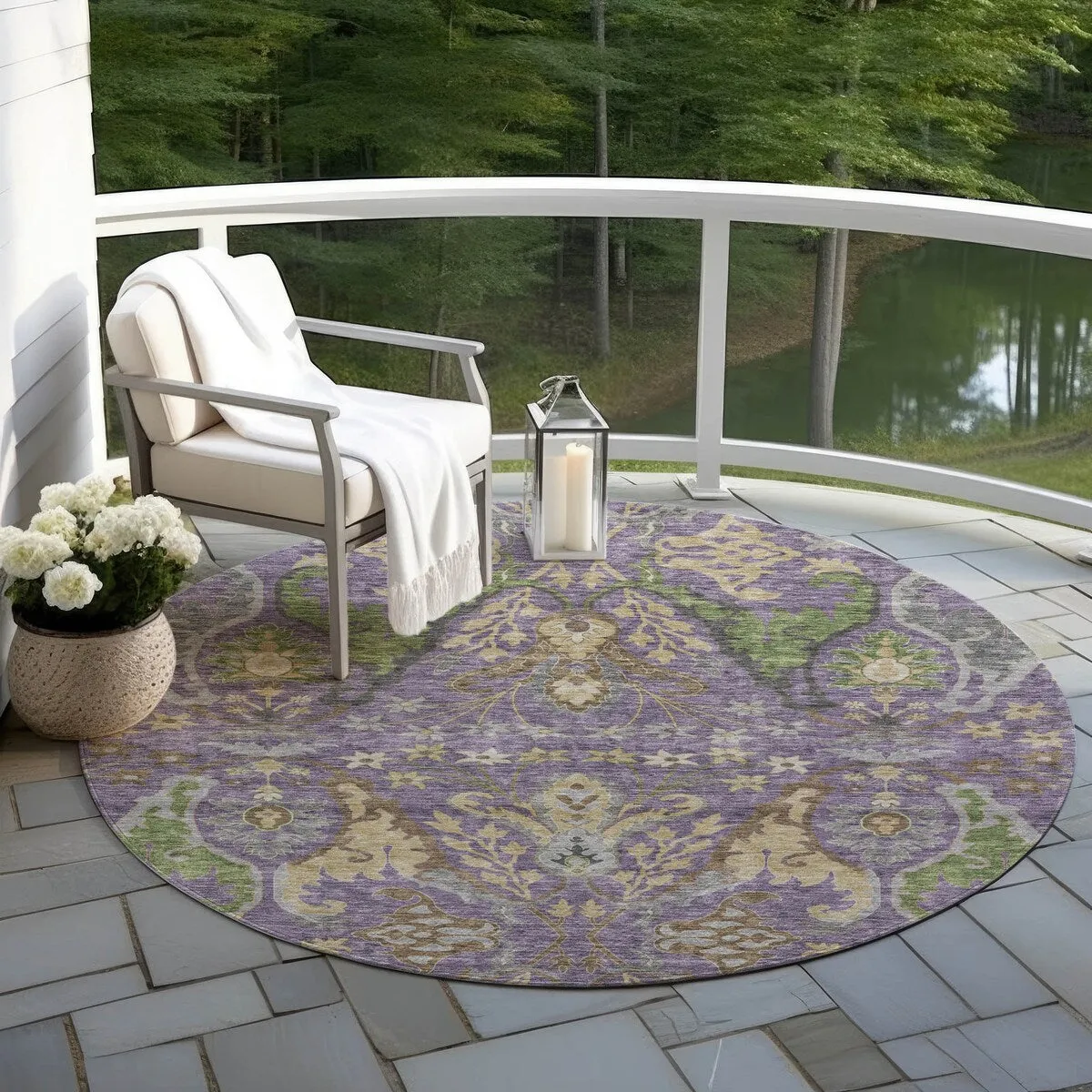 Machine Washable Indoor/ Outdoor Traditional Craftsman Chantille Rug