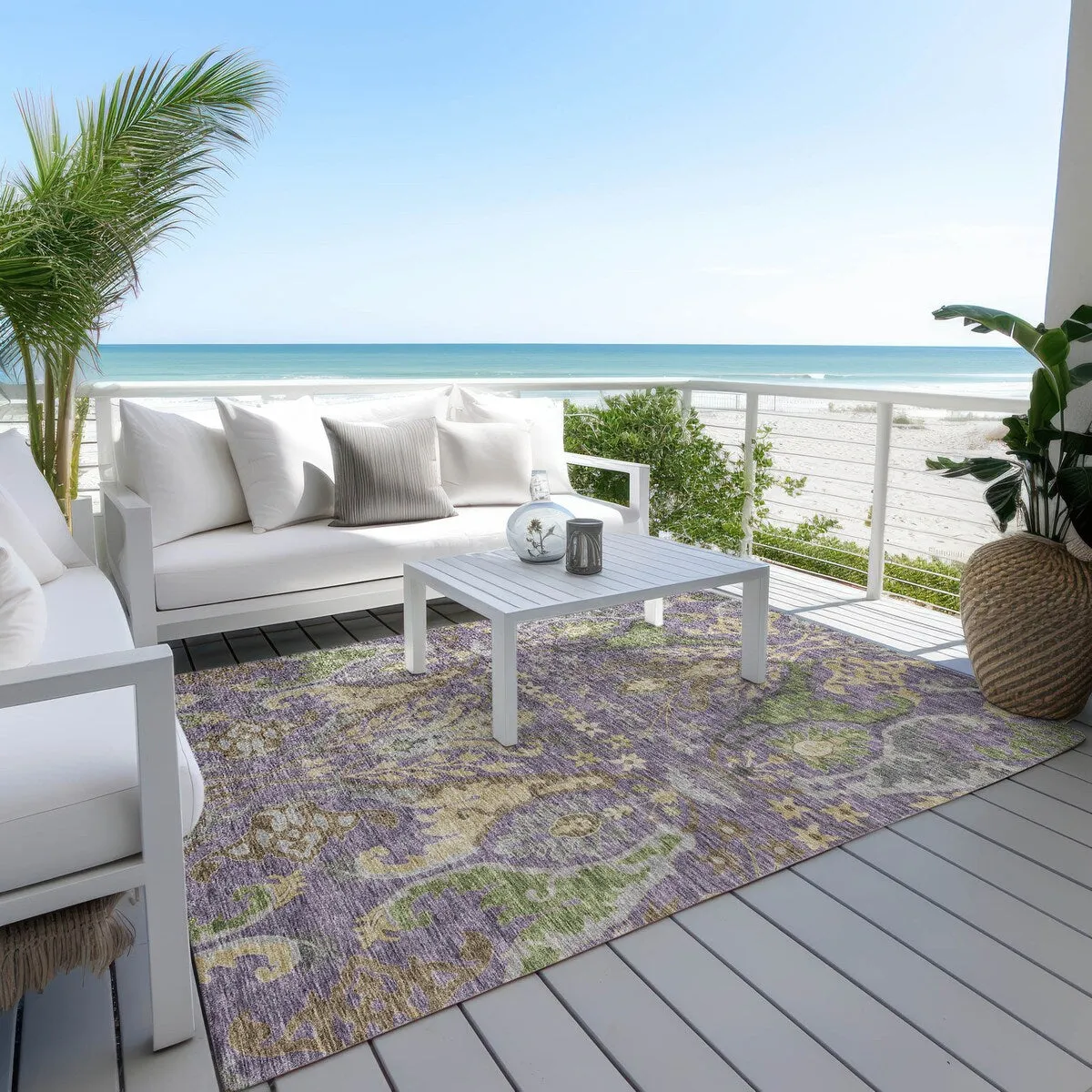 Machine Washable Indoor/ Outdoor Traditional Craftsman Chantille Rug