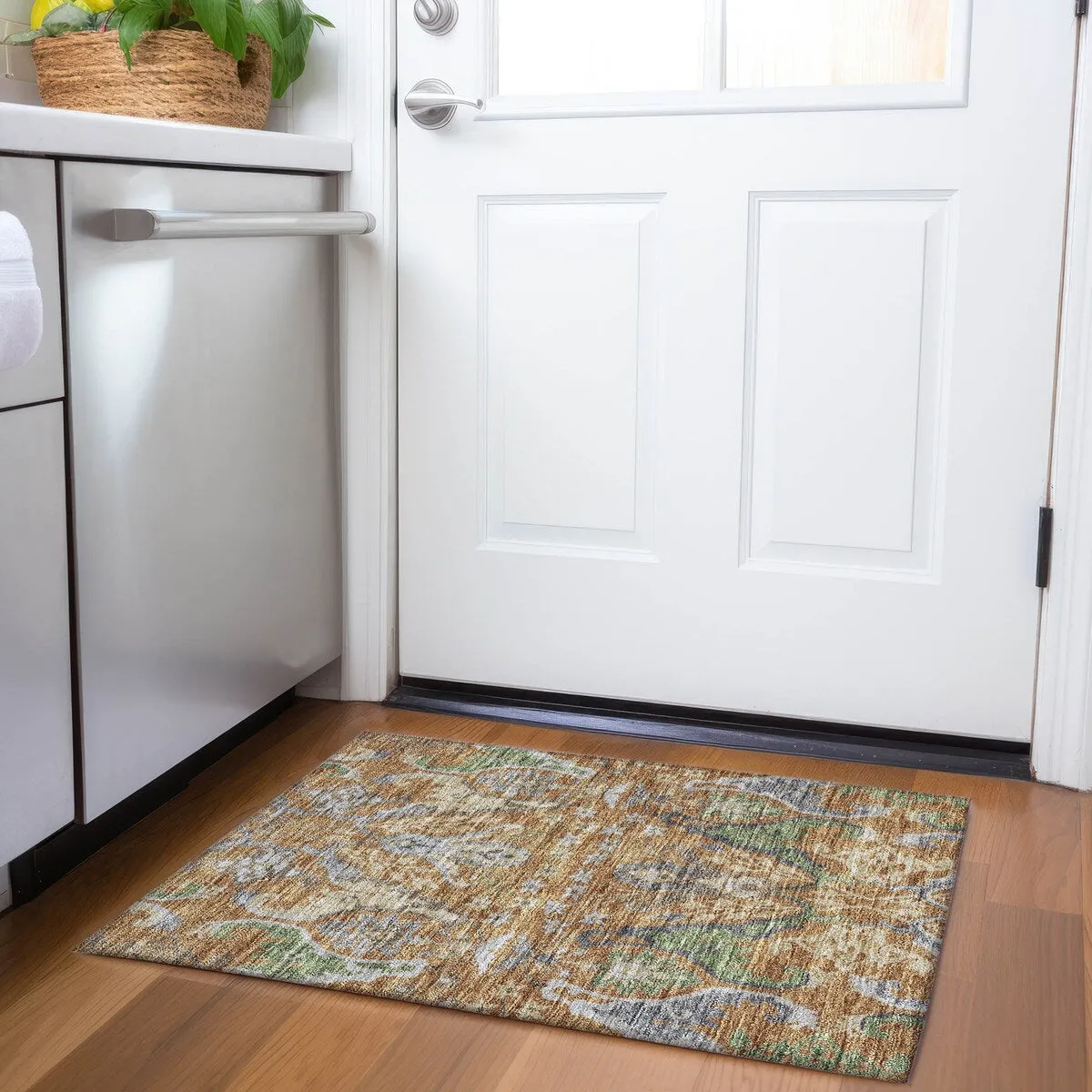 Machine Washable Indoor/ Outdoor Traditional Craftsman Chantille Rug