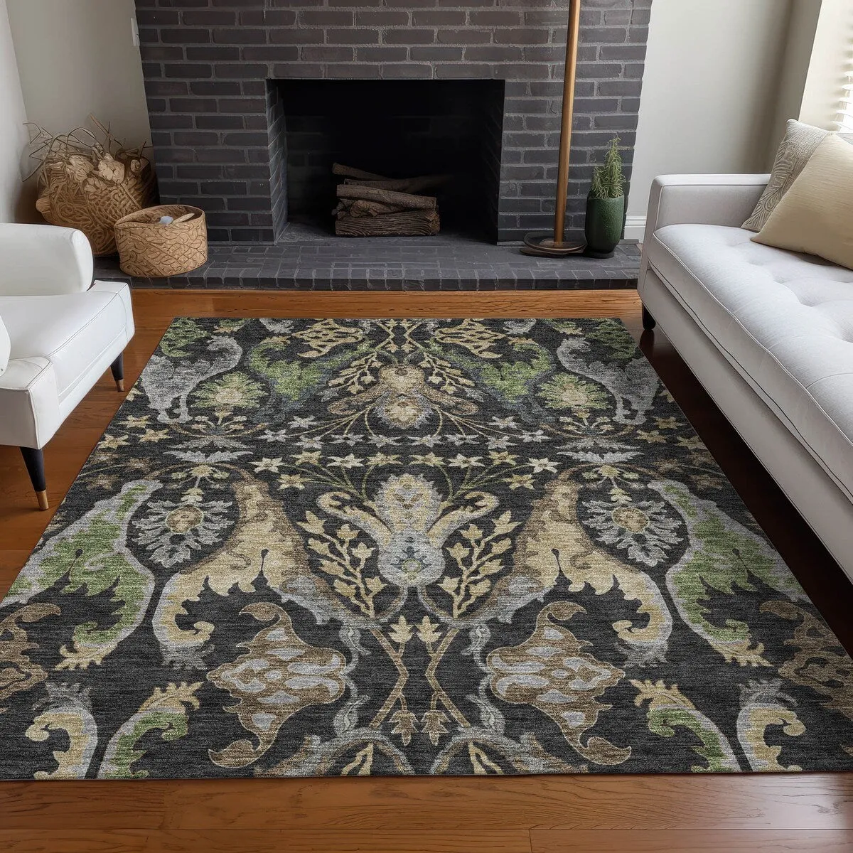 Machine Washable Indoor/ Outdoor Traditional Craftsman Chantille Rug