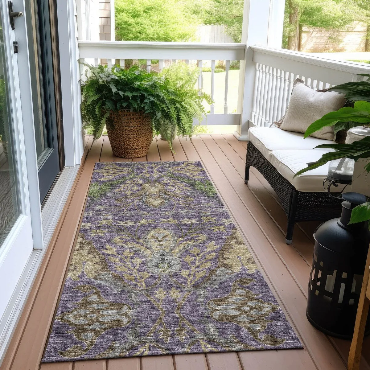 Machine Washable Indoor/ Outdoor Traditional Craftsman Chantille Rug
