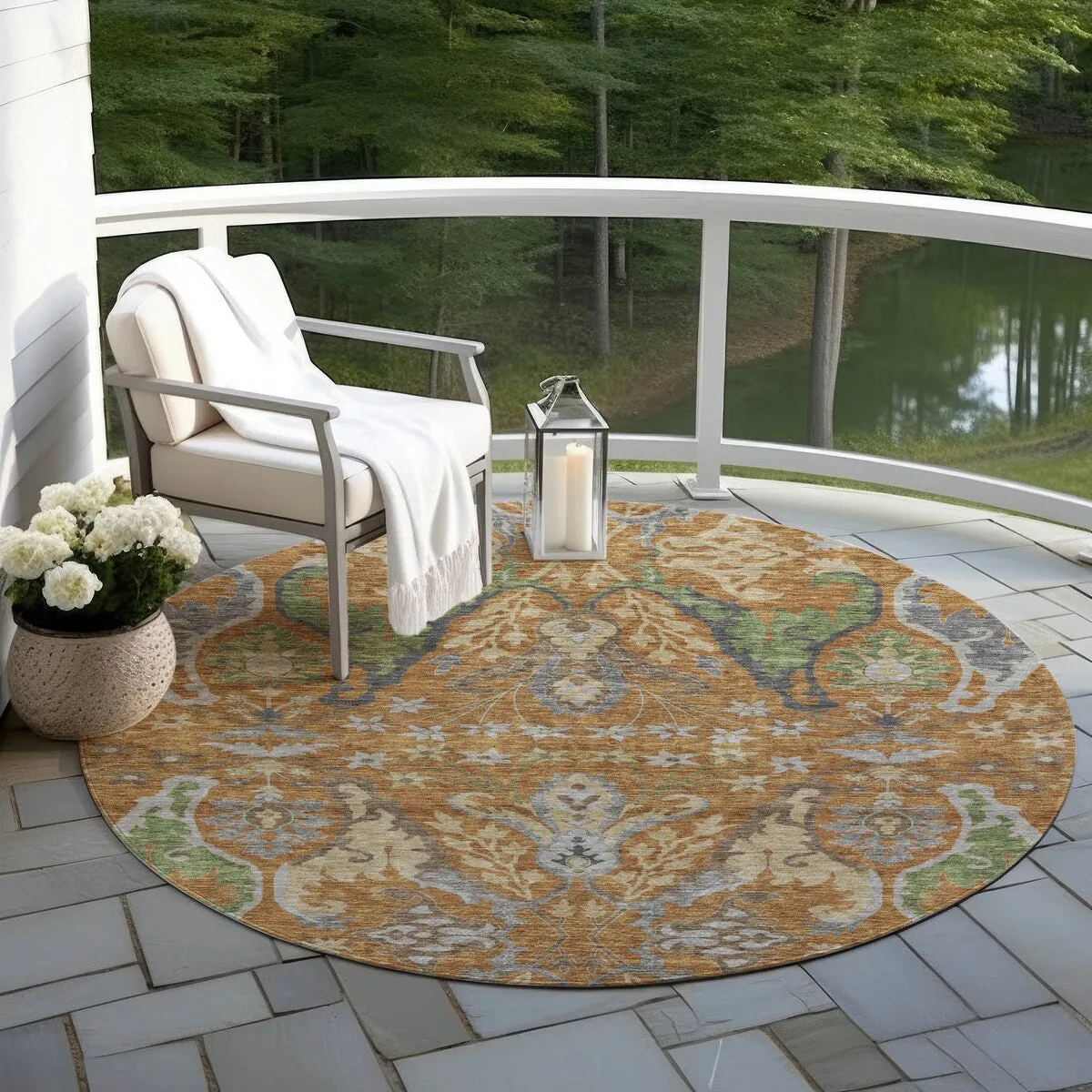 Machine Washable Indoor/ Outdoor Traditional Craftsman Chantille Rug