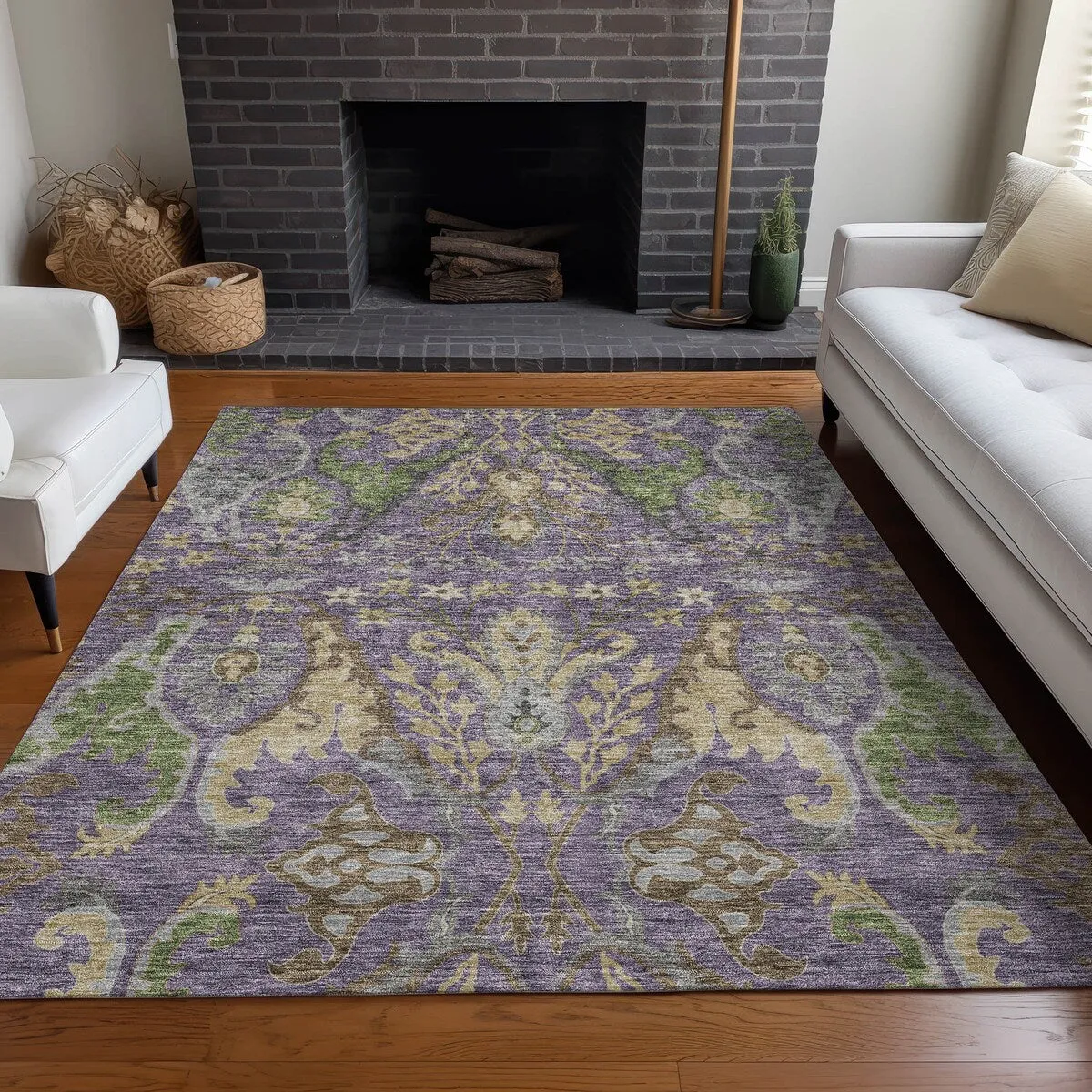Machine Washable Indoor/ Outdoor Traditional Craftsman Chantille Rug