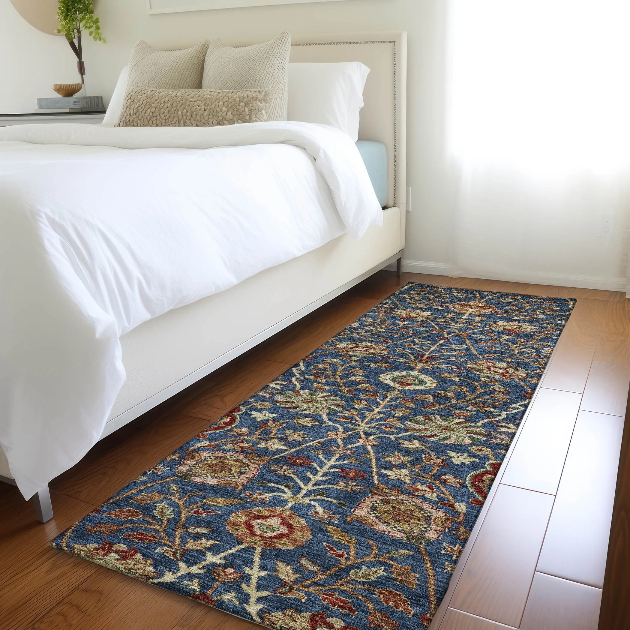 Machine Washable Indoor/ Outdoor Traditional Kashan Chantille Rug