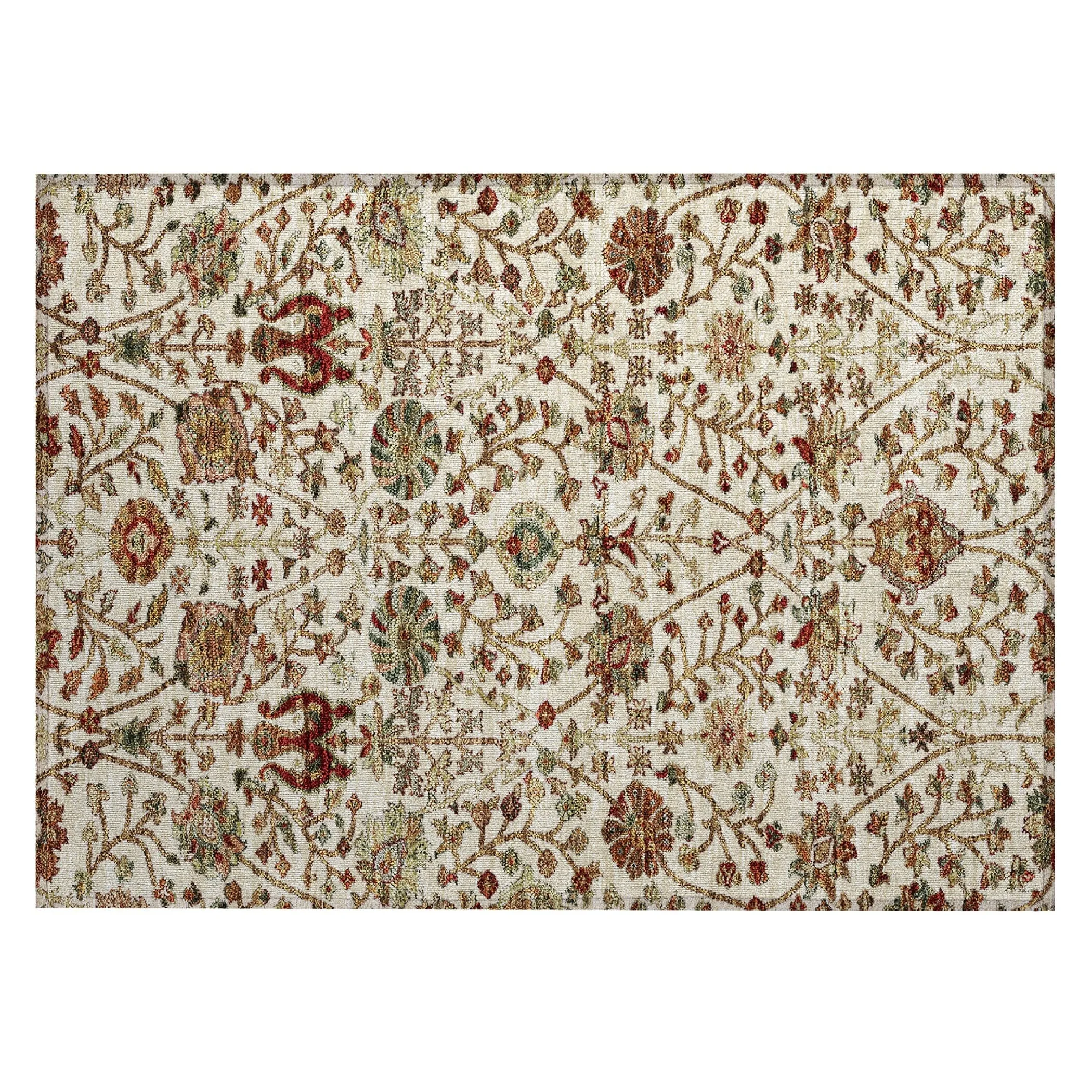 Machine Washable Indoor/ Outdoor Traditional Kashan Chantille Rug