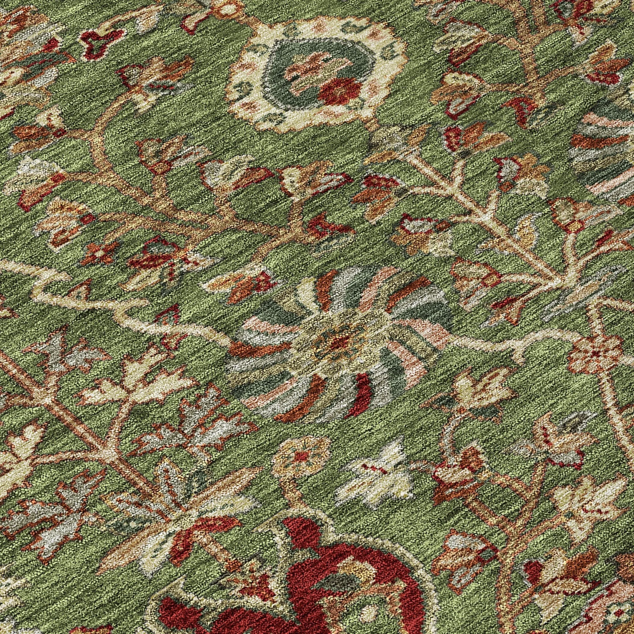 Machine Washable Indoor/ Outdoor Traditional Kashan Chantille Rug