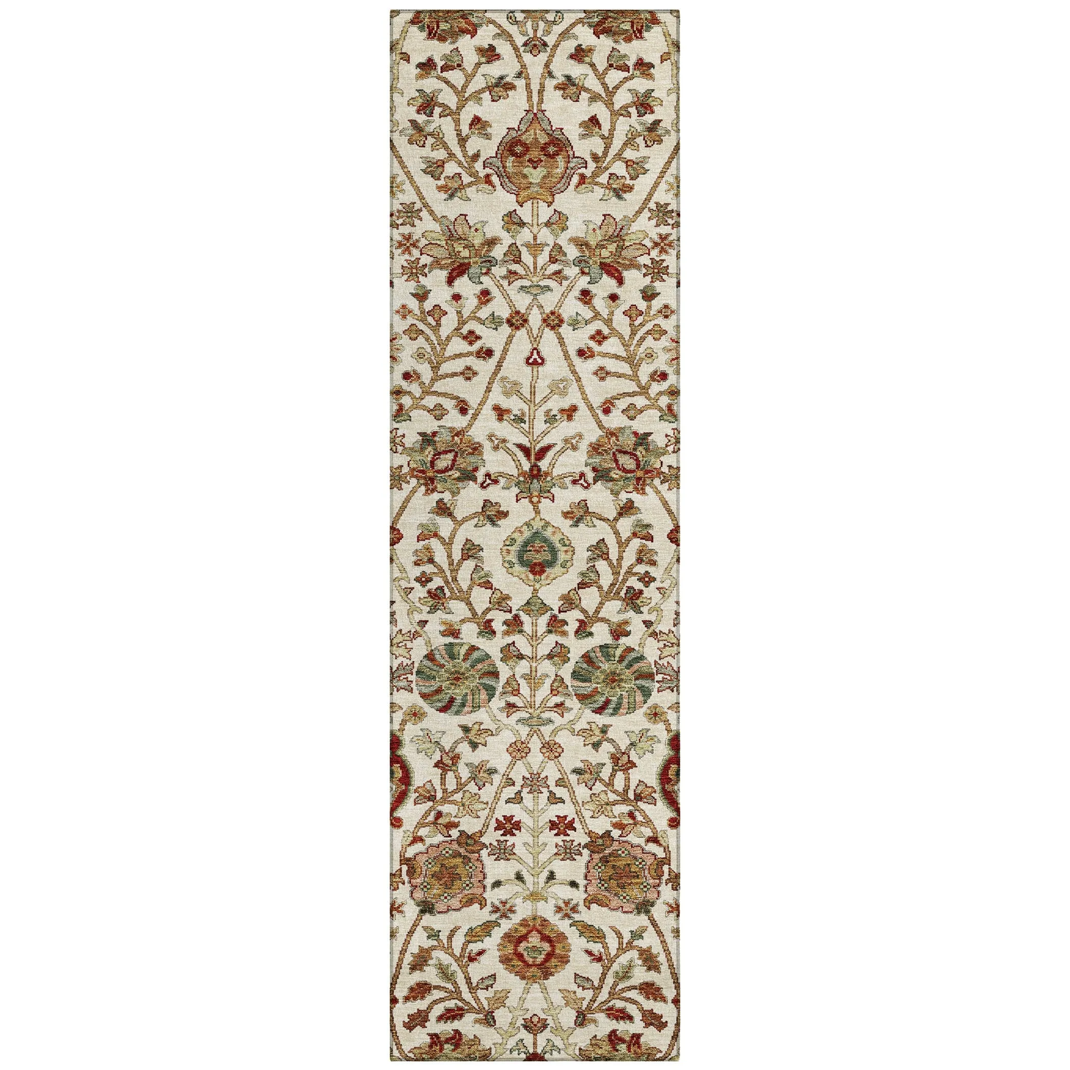 Machine Washable Indoor/ Outdoor Traditional Kashan Chantille Rug