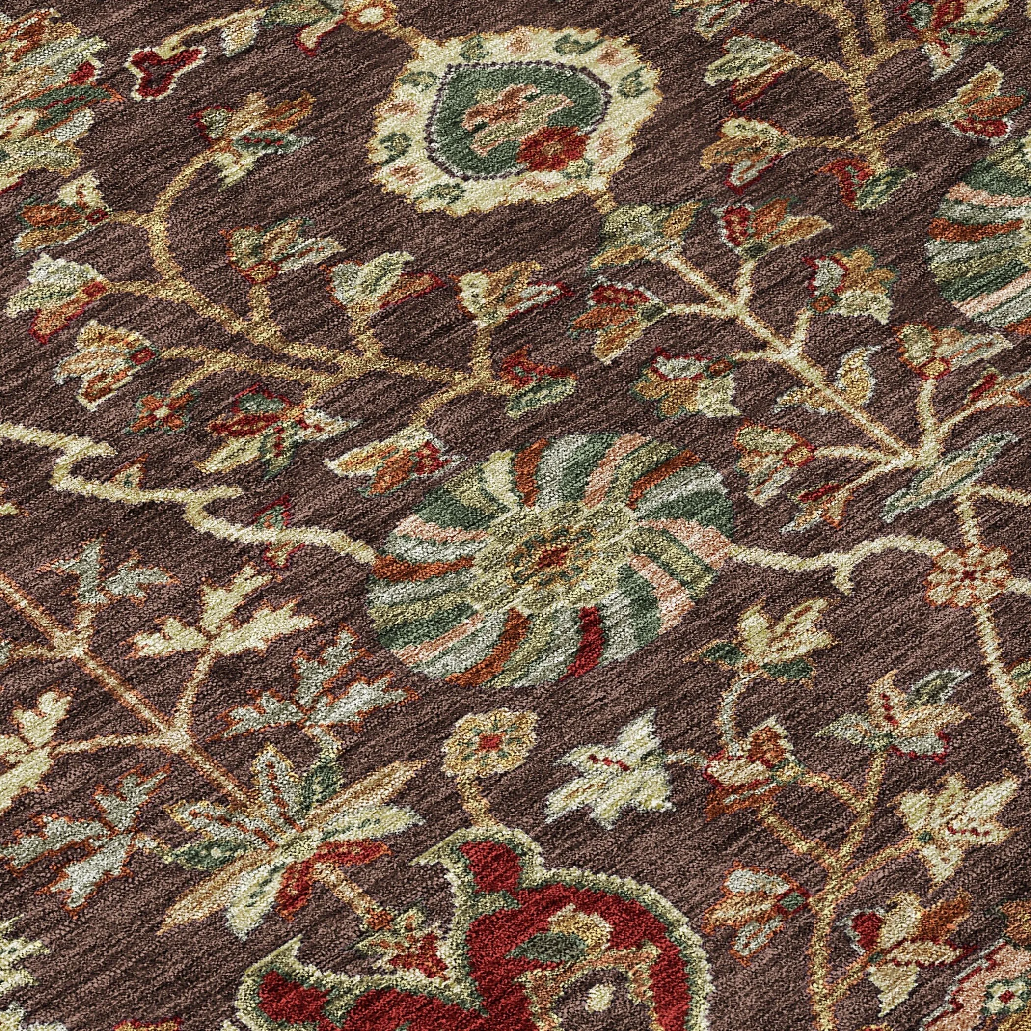 Machine Washable Indoor/ Outdoor Traditional Kashan Chantille Rug