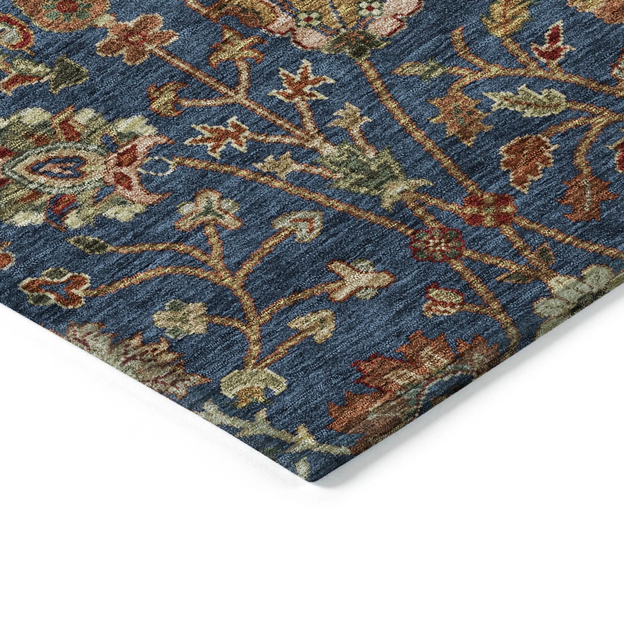Machine Washable Indoor/ Outdoor Traditional Kashan Chantille Rug