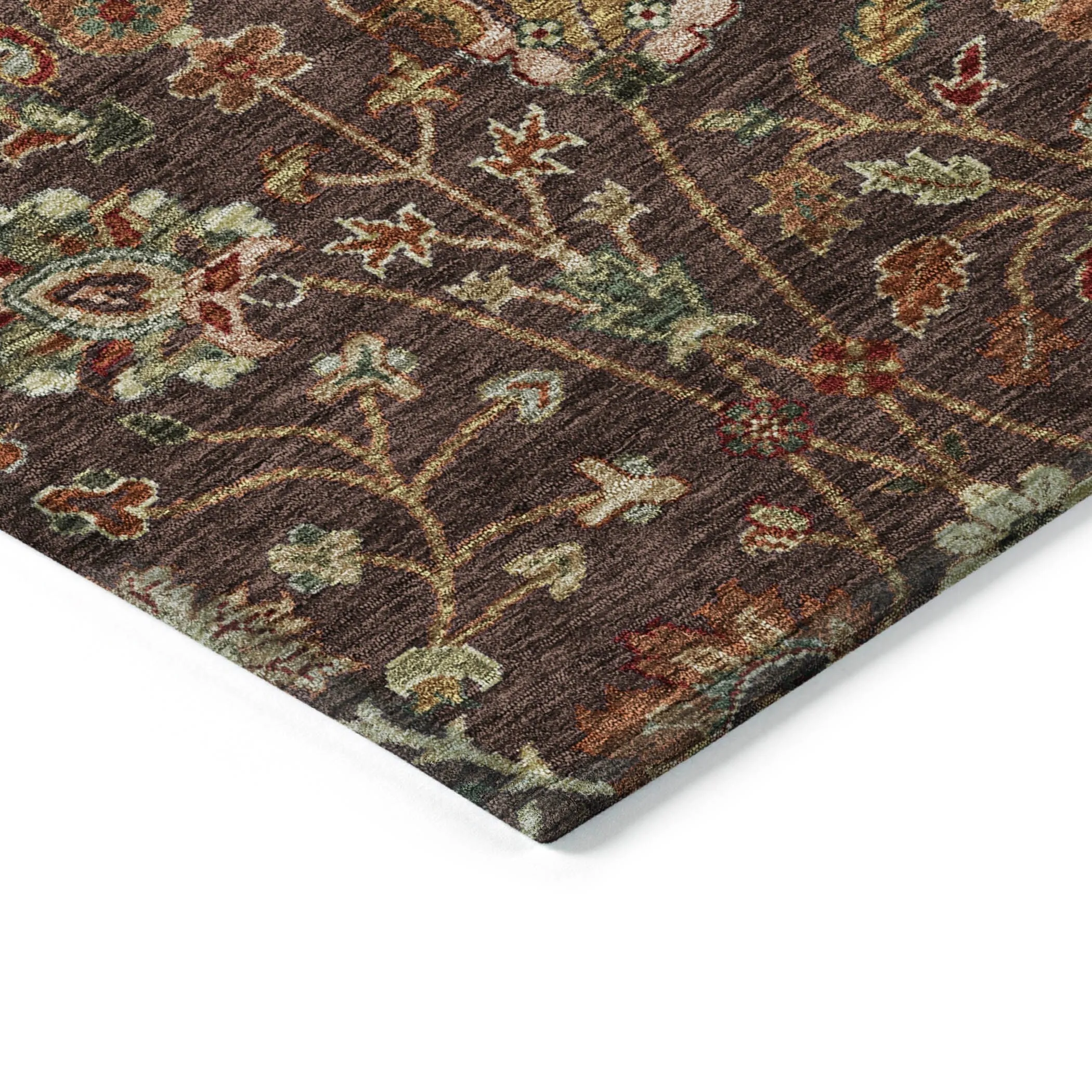 Machine Washable Indoor/ Outdoor Traditional Kashan Chantille Rug