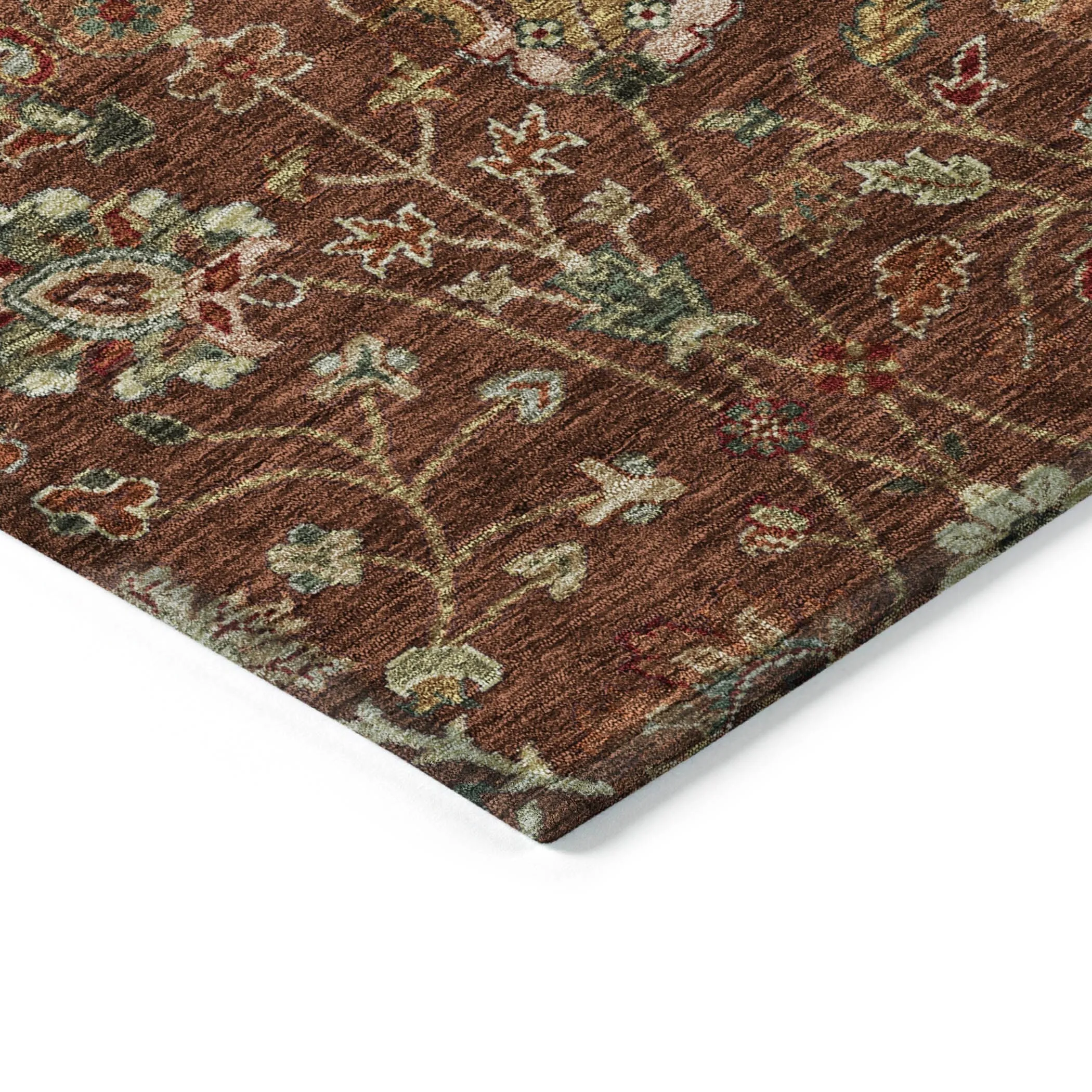 Machine Washable Indoor/ Outdoor Traditional Kashan Chantille Rug
