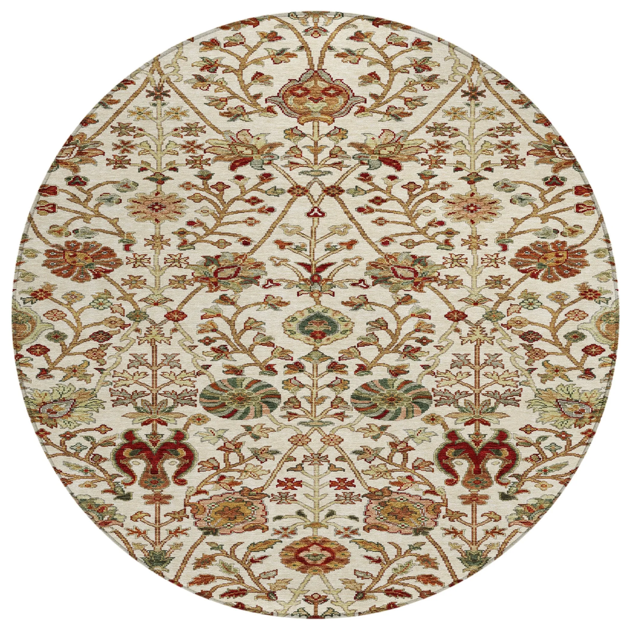 Machine Washable Indoor/ Outdoor Traditional Kashan Chantille Rug