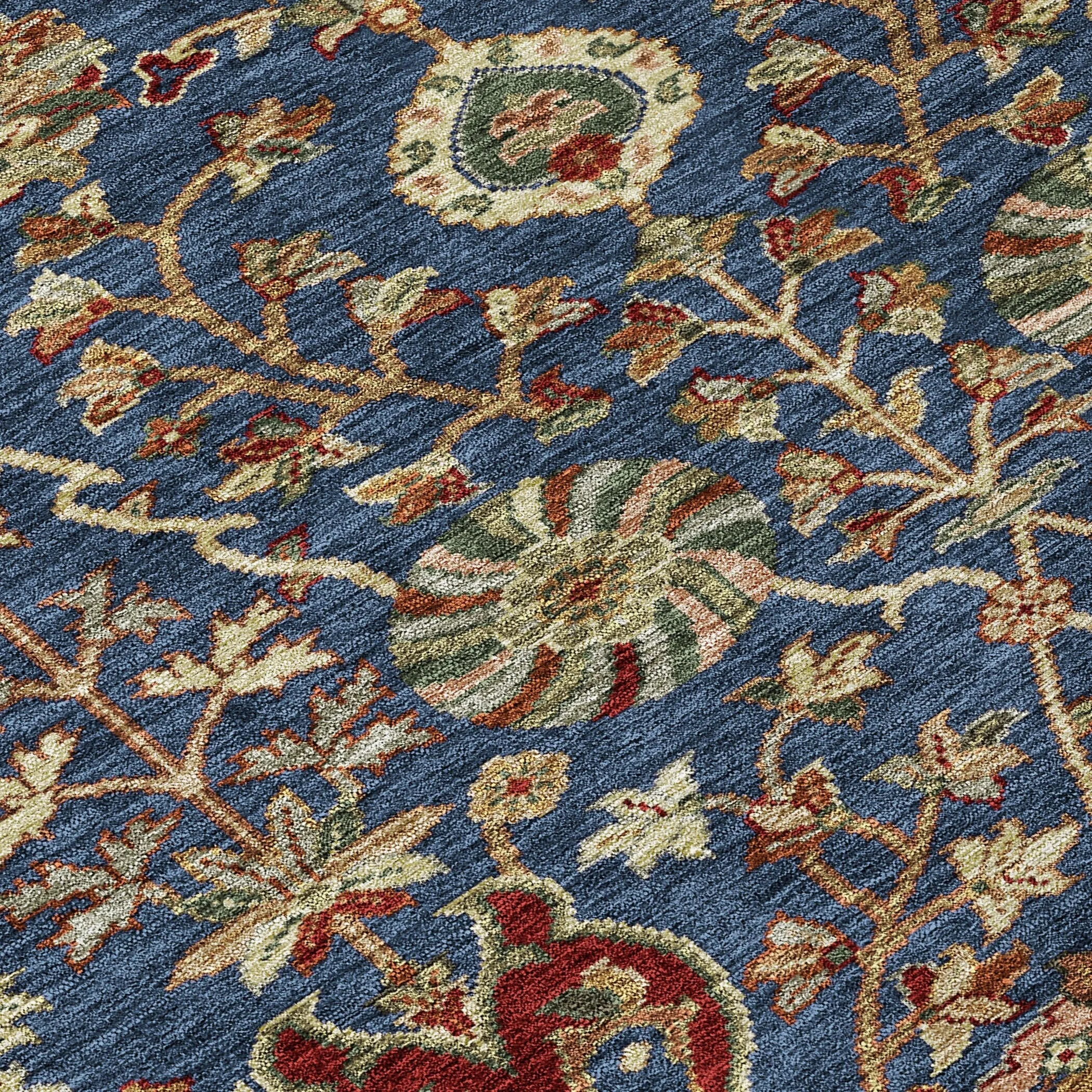 Machine Washable Indoor/ Outdoor Traditional Kashan Chantille Rug
