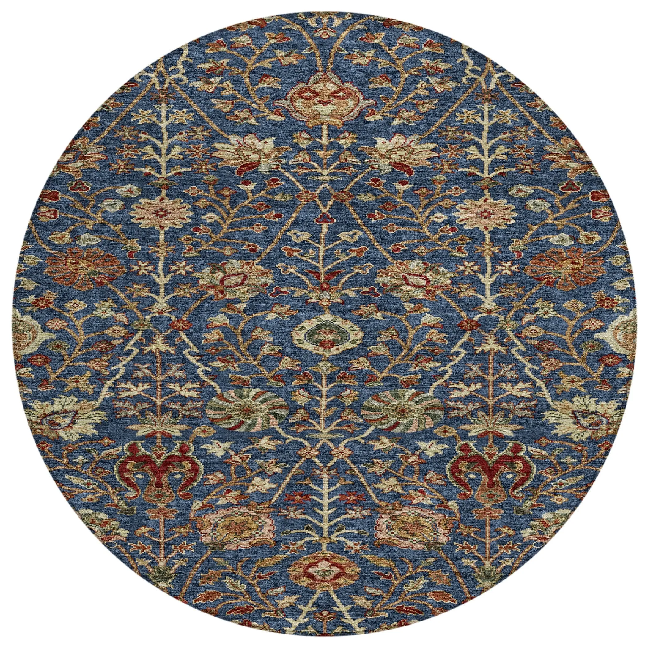 Machine Washable Indoor/ Outdoor Traditional Kashan Chantille Rug