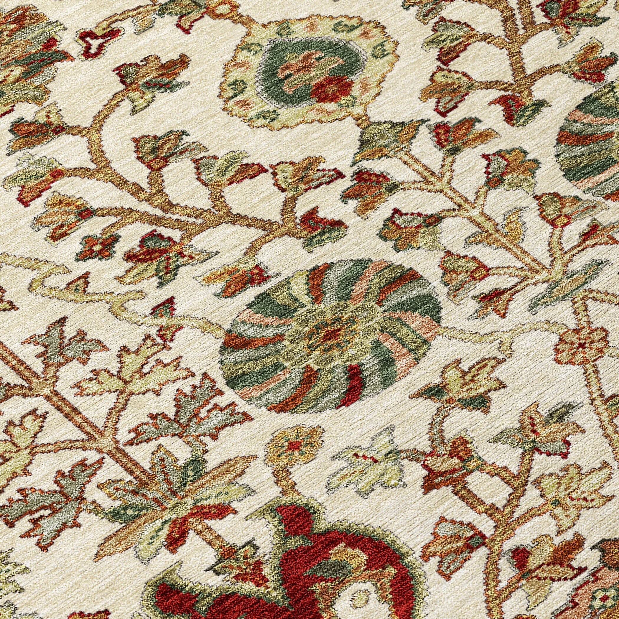Machine Washable Indoor/ Outdoor Traditional Kashan Chantille Rug