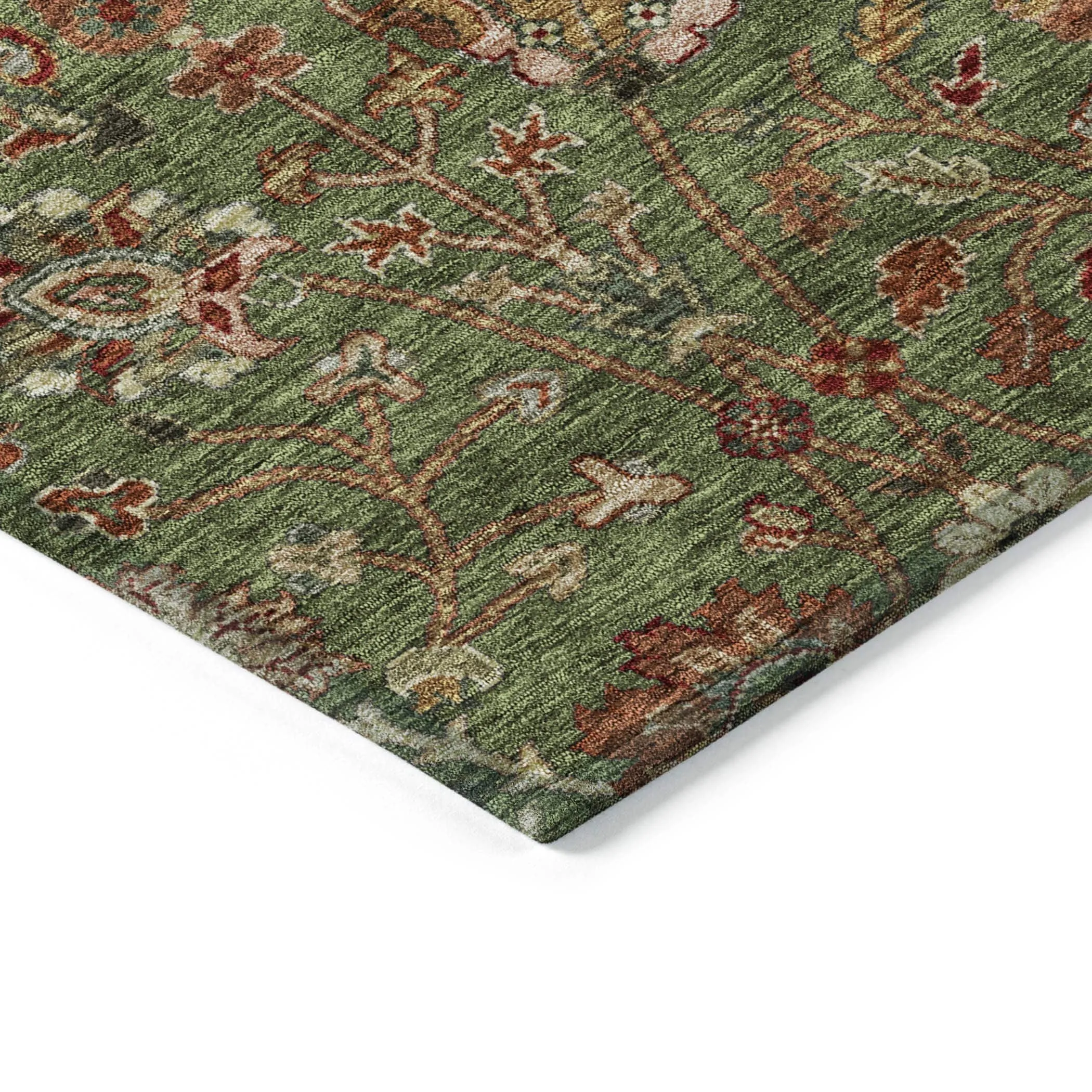Machine Washable Indoor/ Outdoor Traditional Kashan Chantille Rug