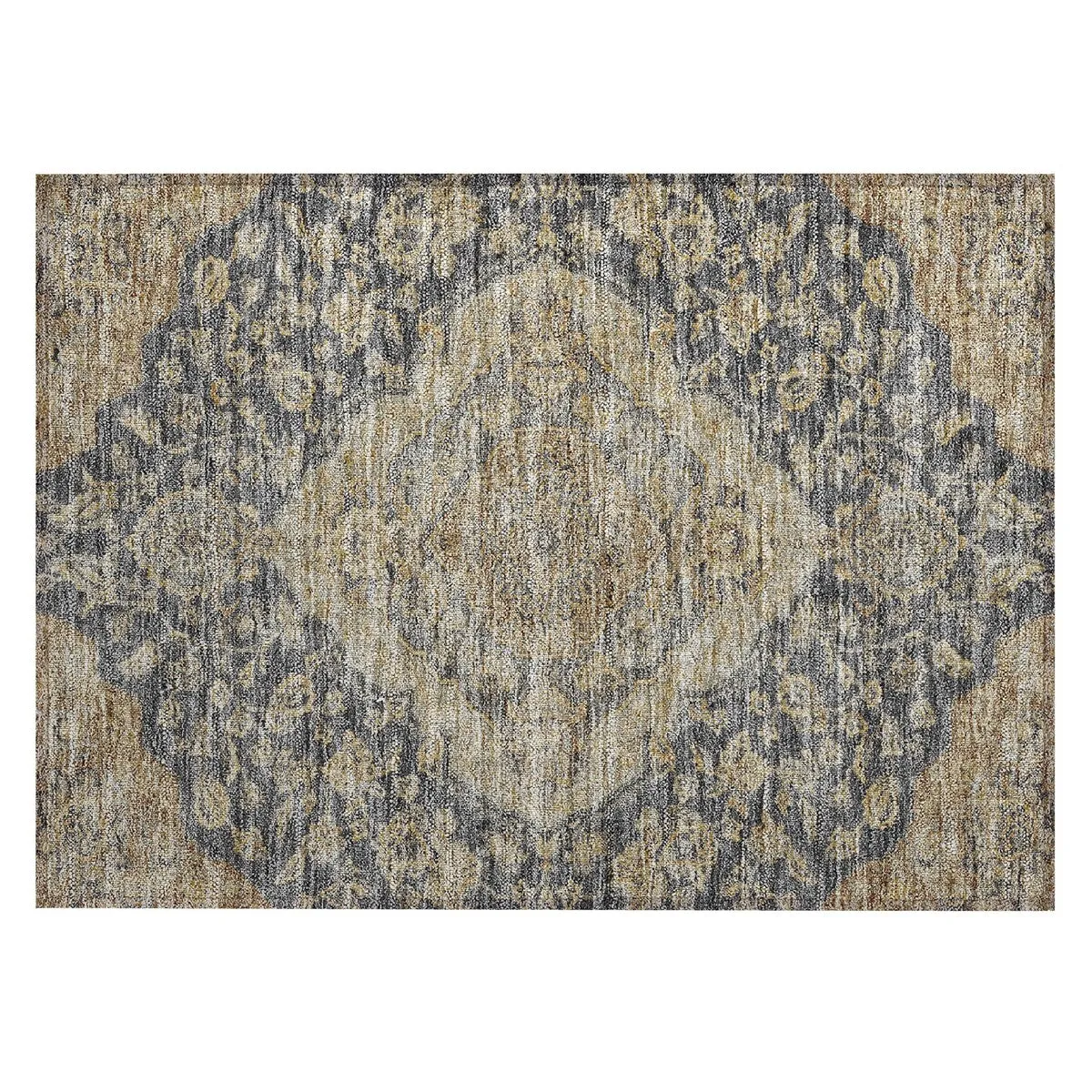 Machine Washable Indoor/ Outdoor Traditional Medallion Chantille Rug