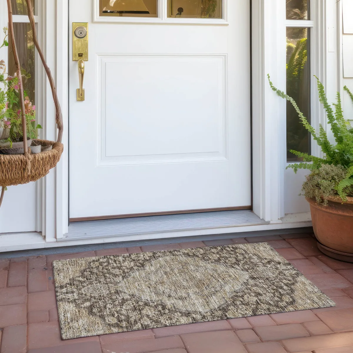 Machine Washable Indoor/ Outdoor Traditional Medallion Chantille Rug