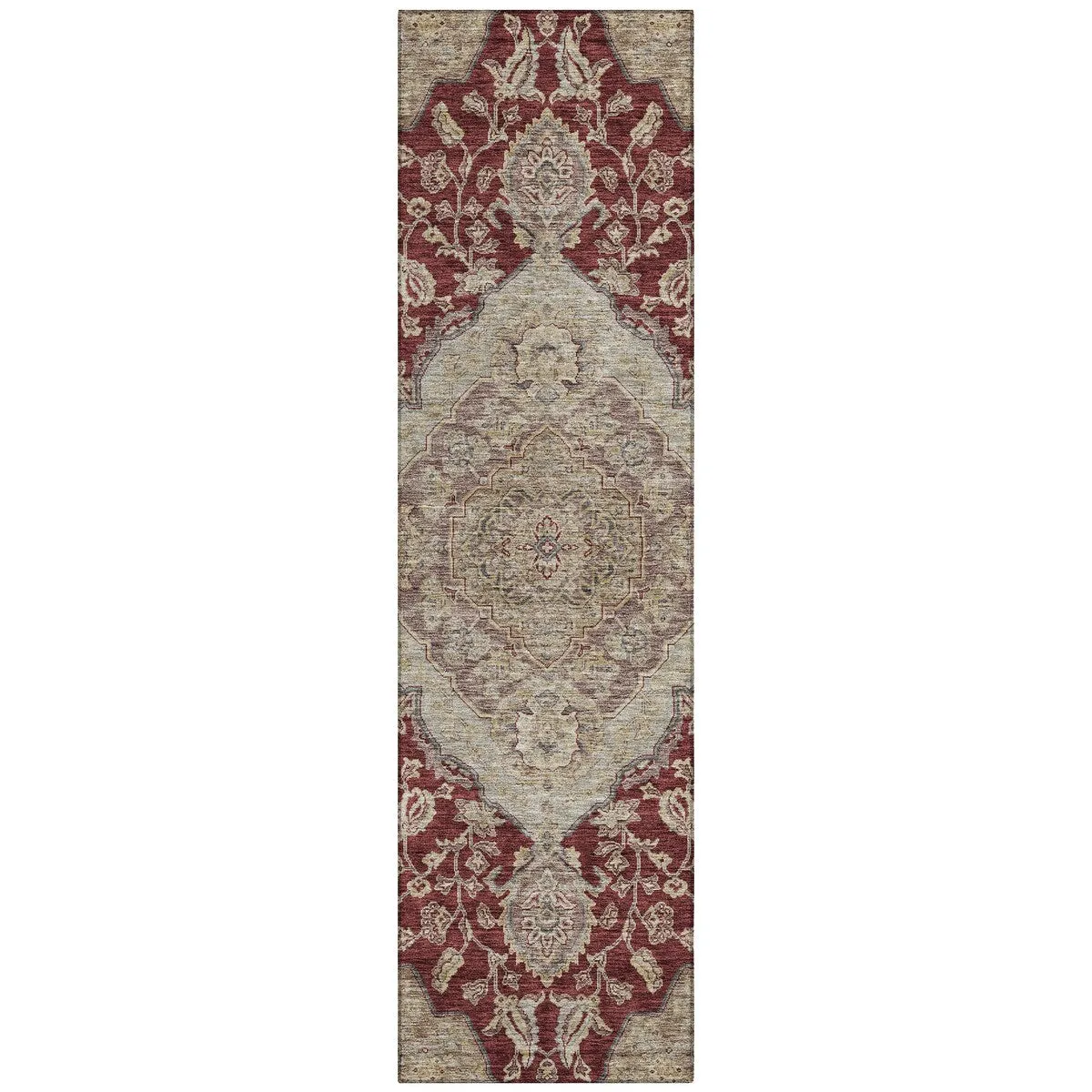 Machine Washable Indoor/ Outdoor Traditional Medallion Chantille Rug