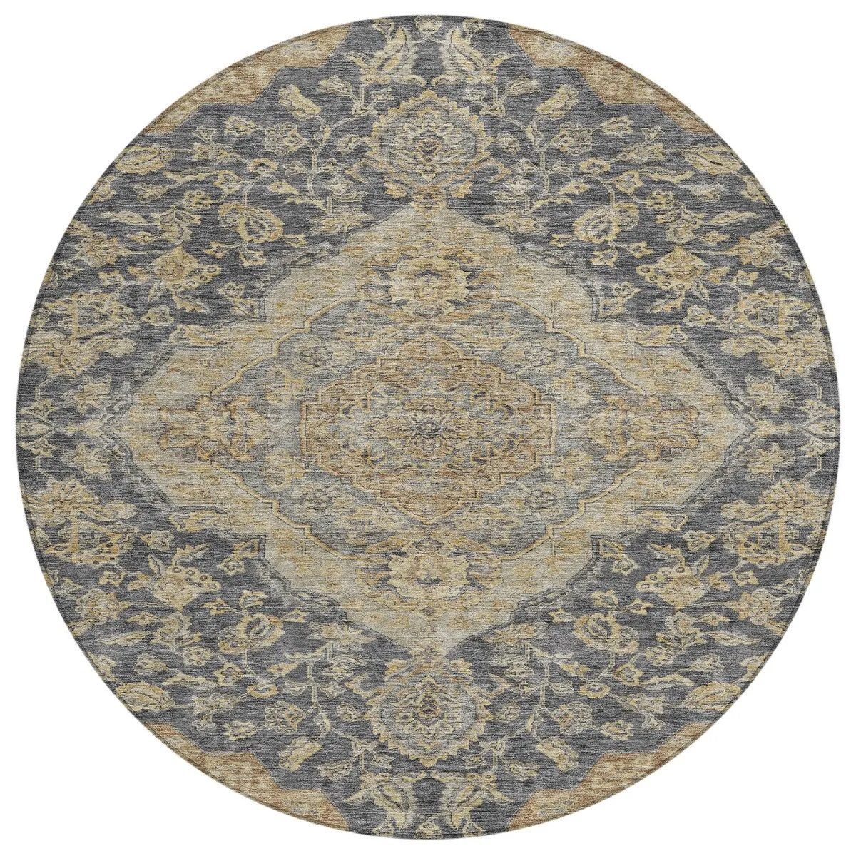 Machine Washable Indoor/ Outdoor Traditional Medallion Chantille Rug