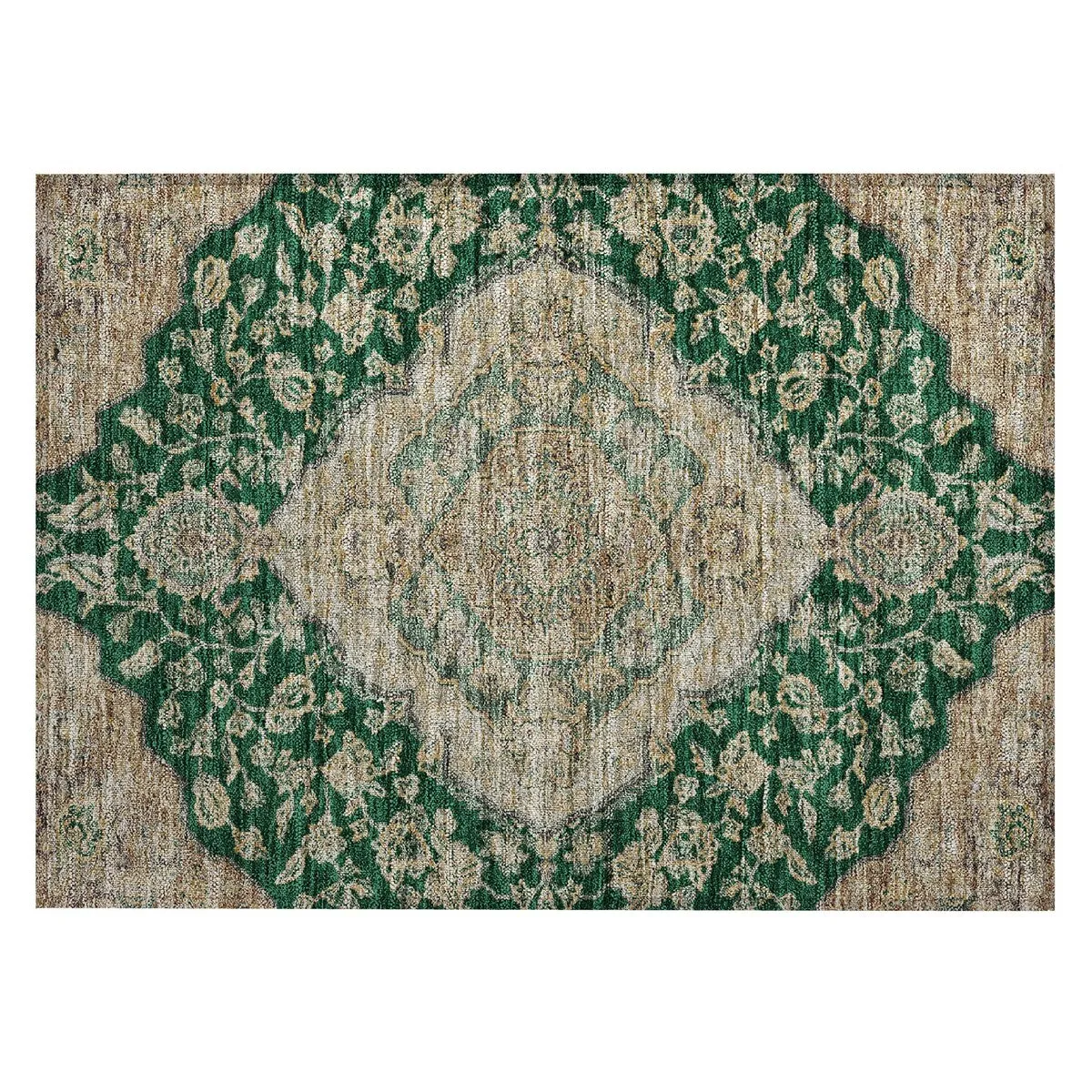 Machine Washable Indoor/ Outdoor Traditional Medallion Chantille Rug