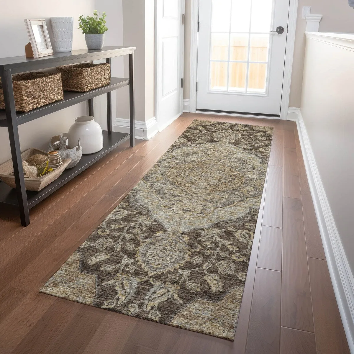 Machine Washable Indoor/ Outdoor Traditional Medallion Chantille Rug