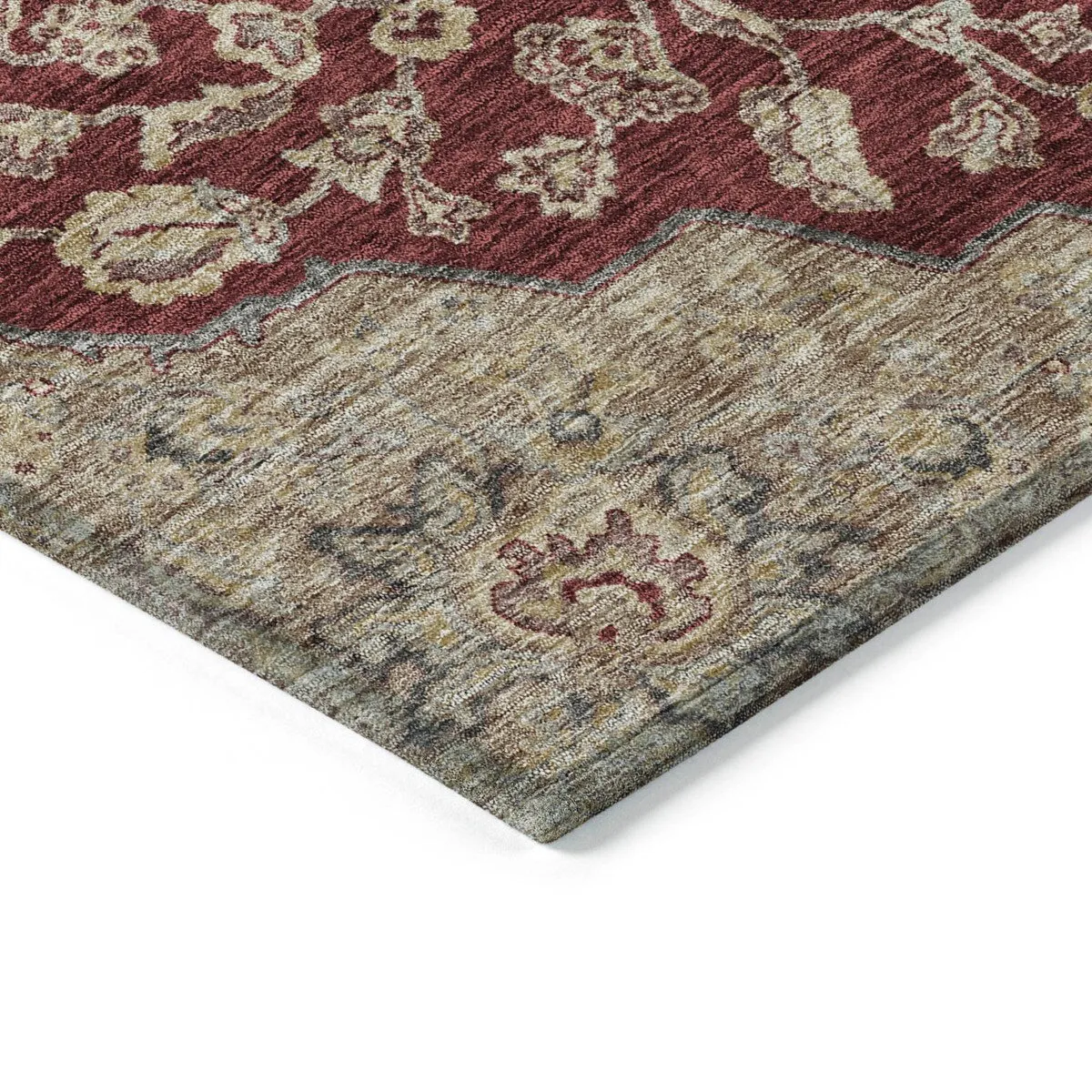 Machine Washable Indoor/ Outdoor Traditional Medallion Chantille Rug