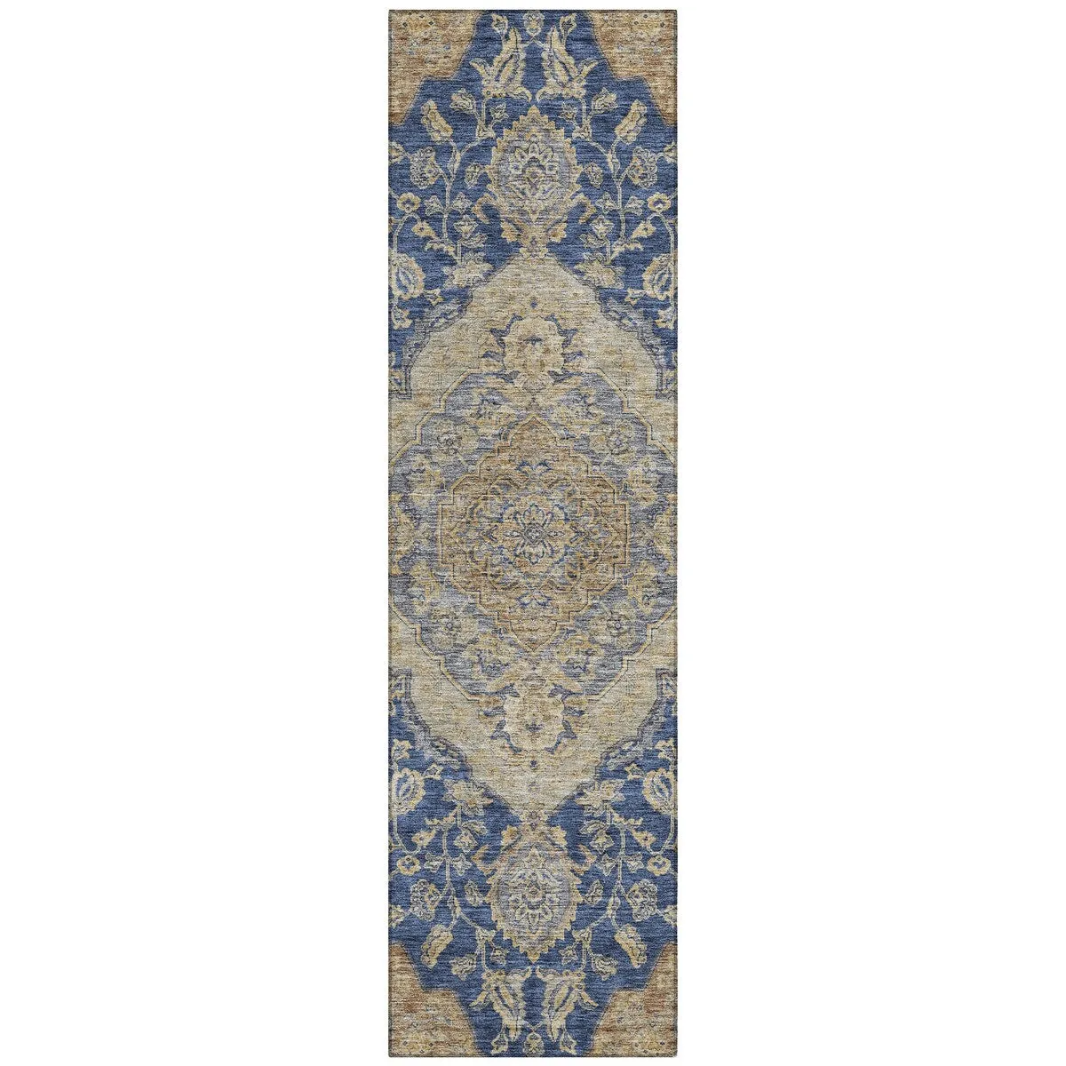 Machine Washable Indoor/ Outdoor Traditional Medallion Chantille Rug