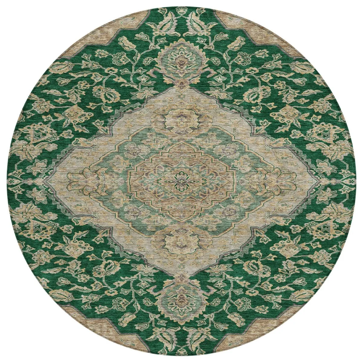 Machine Washable Indoor/ Outdoor Traditional Medallion Chantille Rug