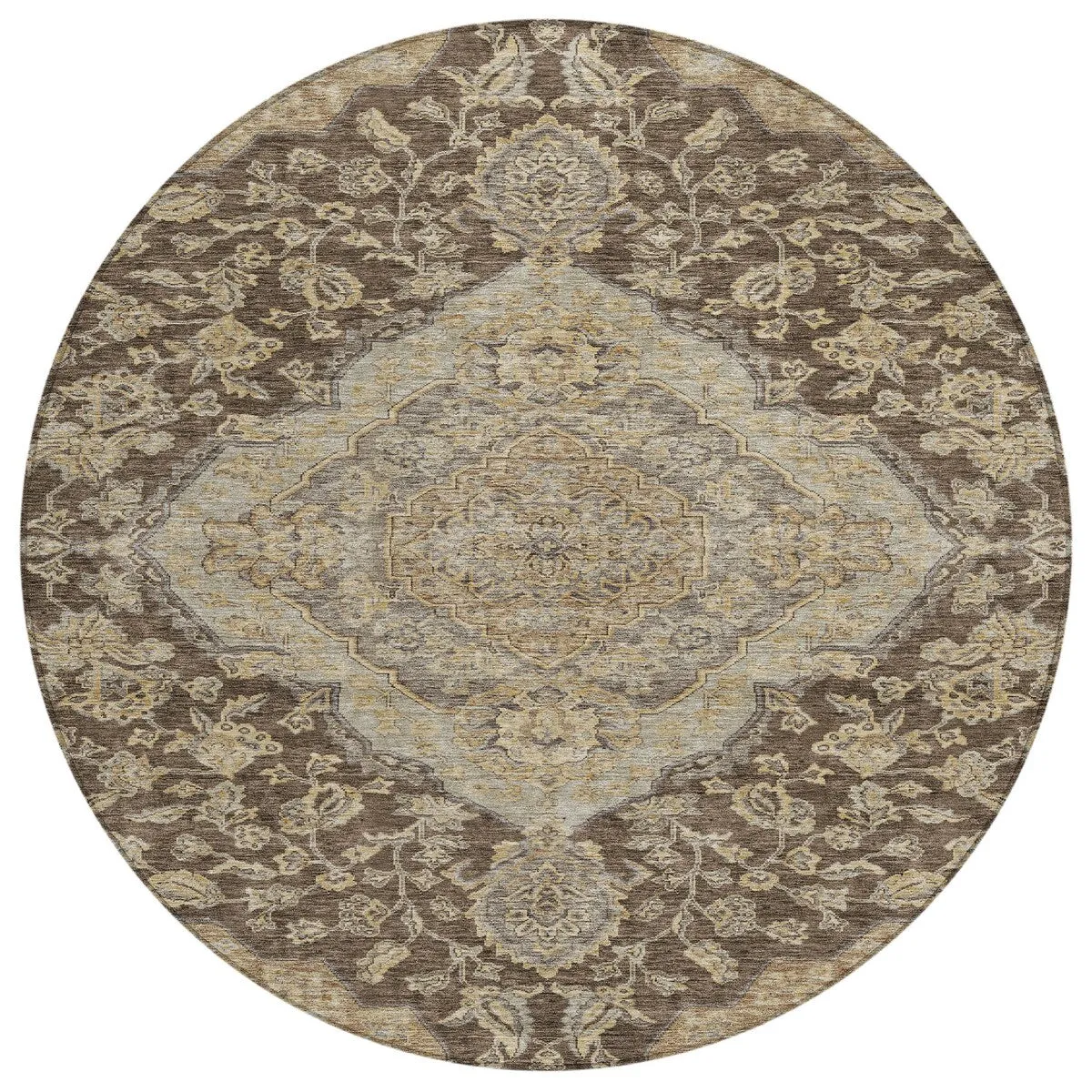 Machine Washable Indoor/ Outdoor Traditional Medallion Chantille Rug