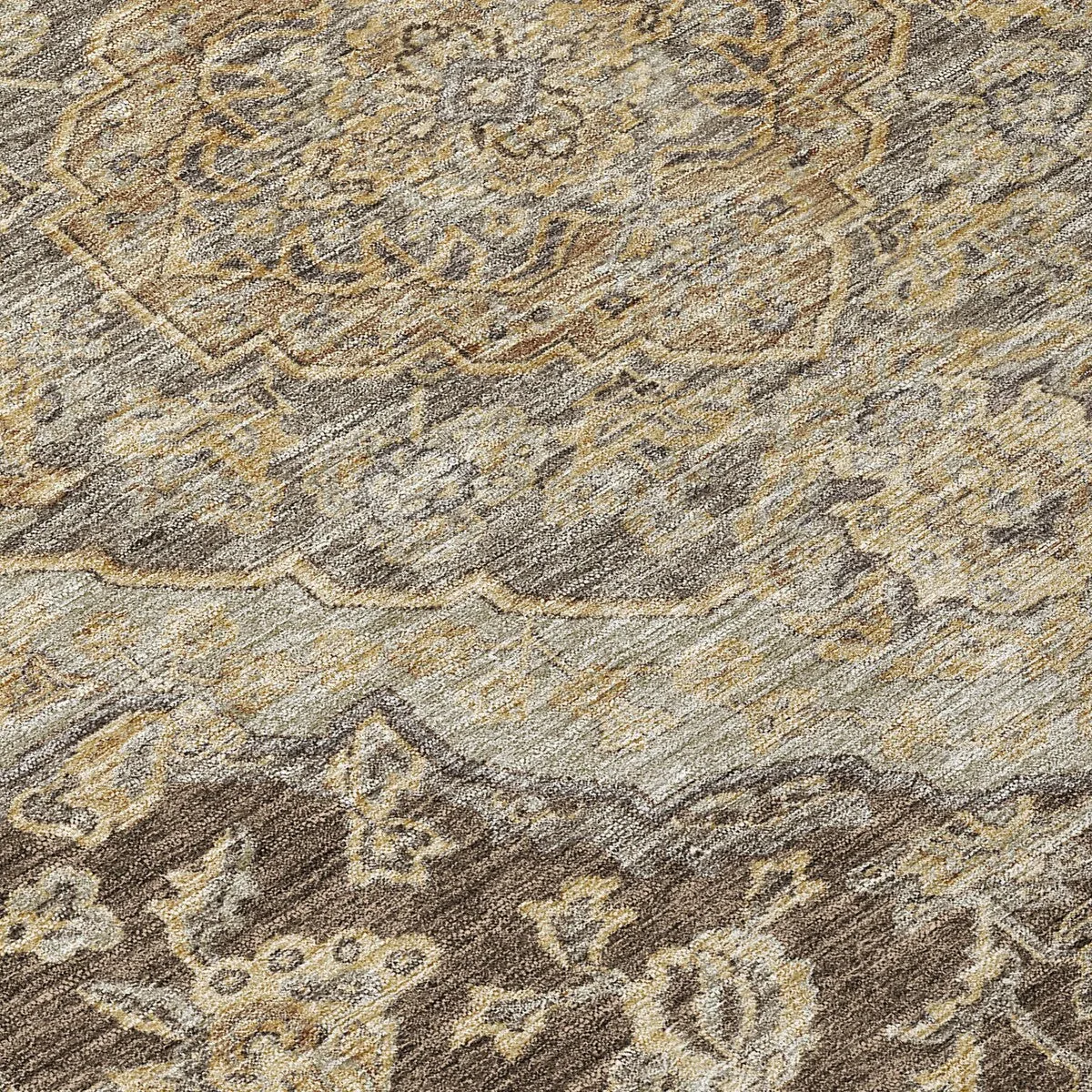 Machine Washable Indoor/ Outdoor Traditional Medallion Chantille Rug