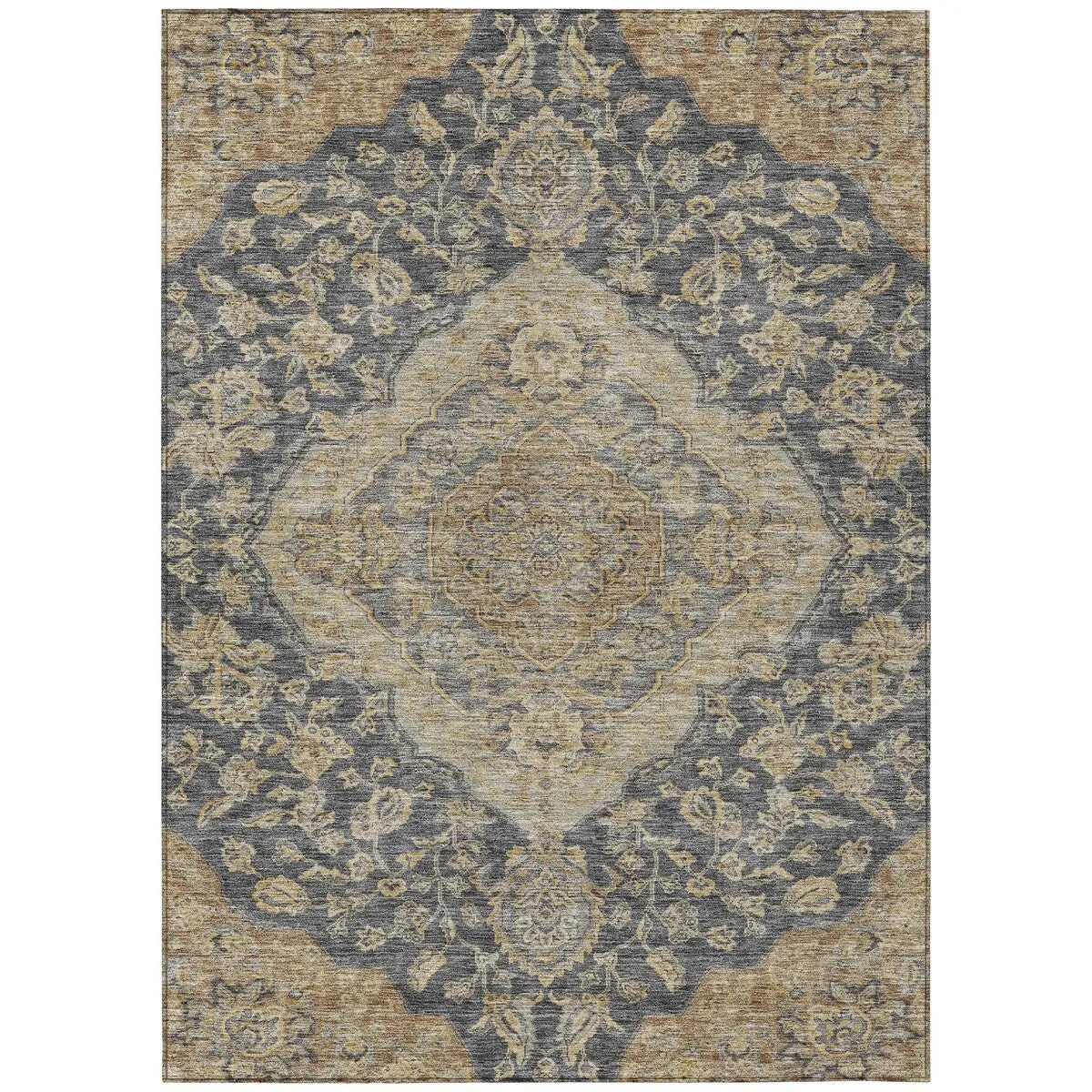 Machine Washable Indoor/ Outdoor Traditional Medallion Chantille Rug