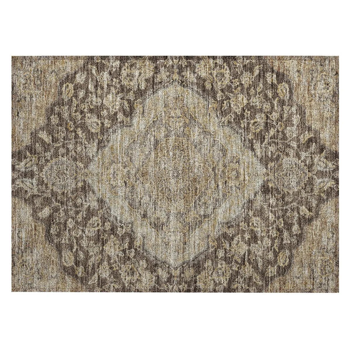 Machine Washable Indoor/ Outdoor Traditional Medallion Chantille Rug