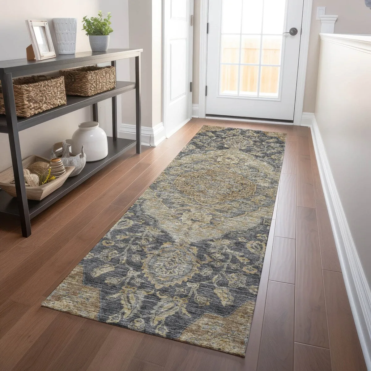 Machine Washable Indoor/ Outdoor Traditional Medallion Chantille Rug