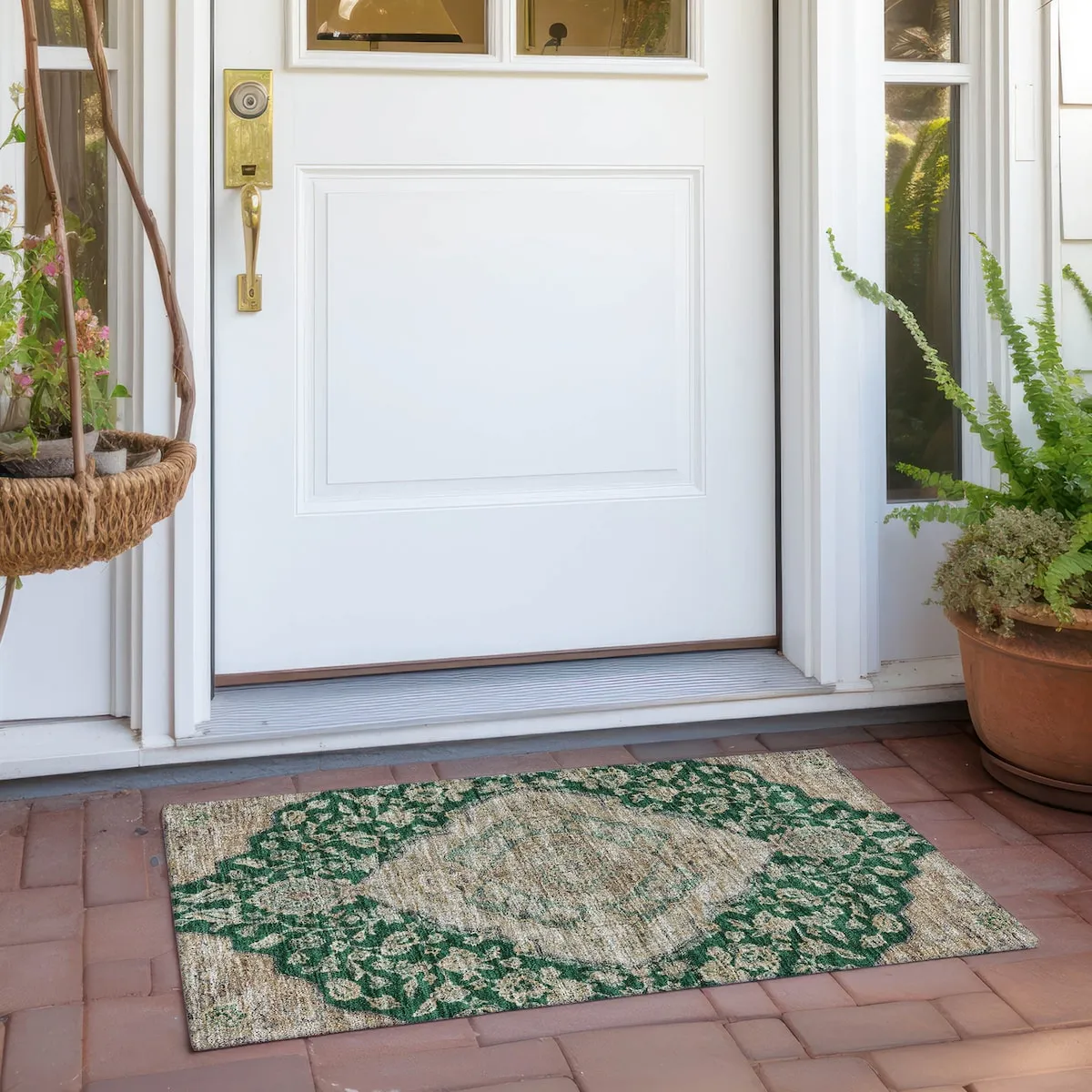 Machine Washable Indoor/ Outdoor Traditional Medallion Chantille Rug