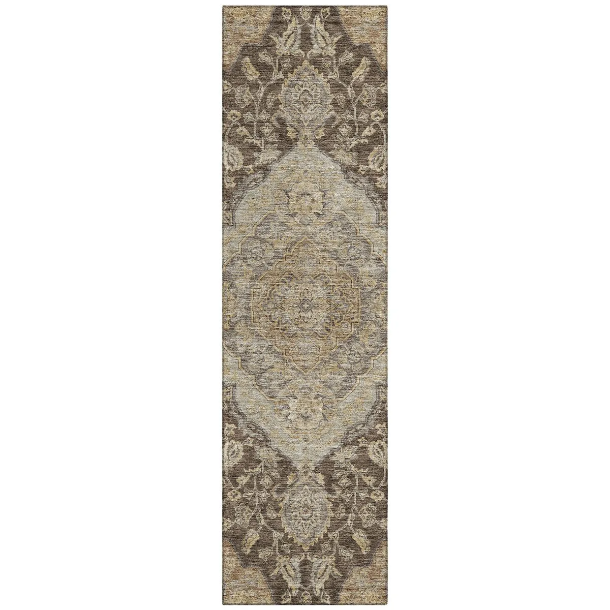 Machine Washable Indoor/ Outdoor Traditional Medallion Chantille Rug