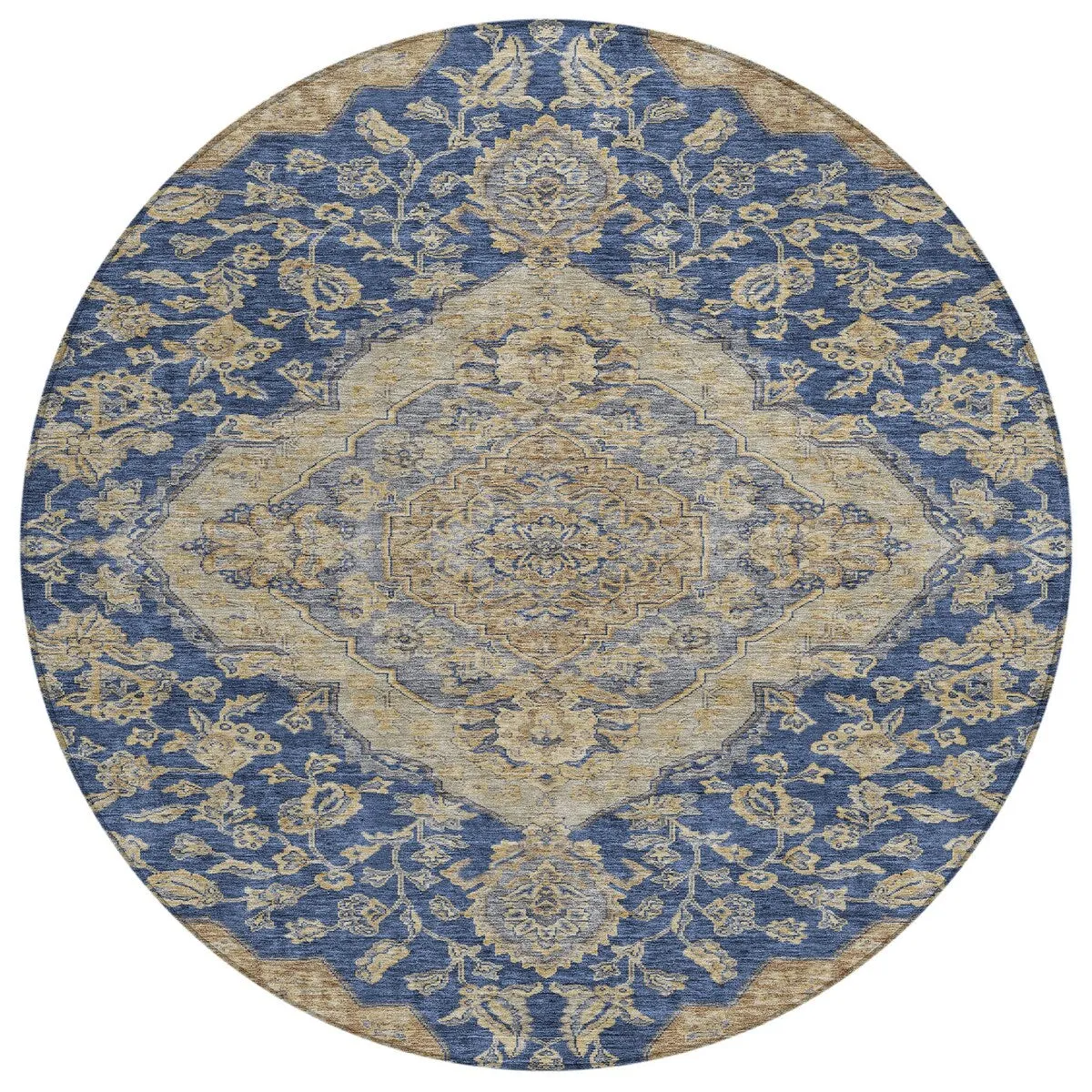 Machine Washable Indoor/ Outdoor Traditional Medallion Chantille Rug