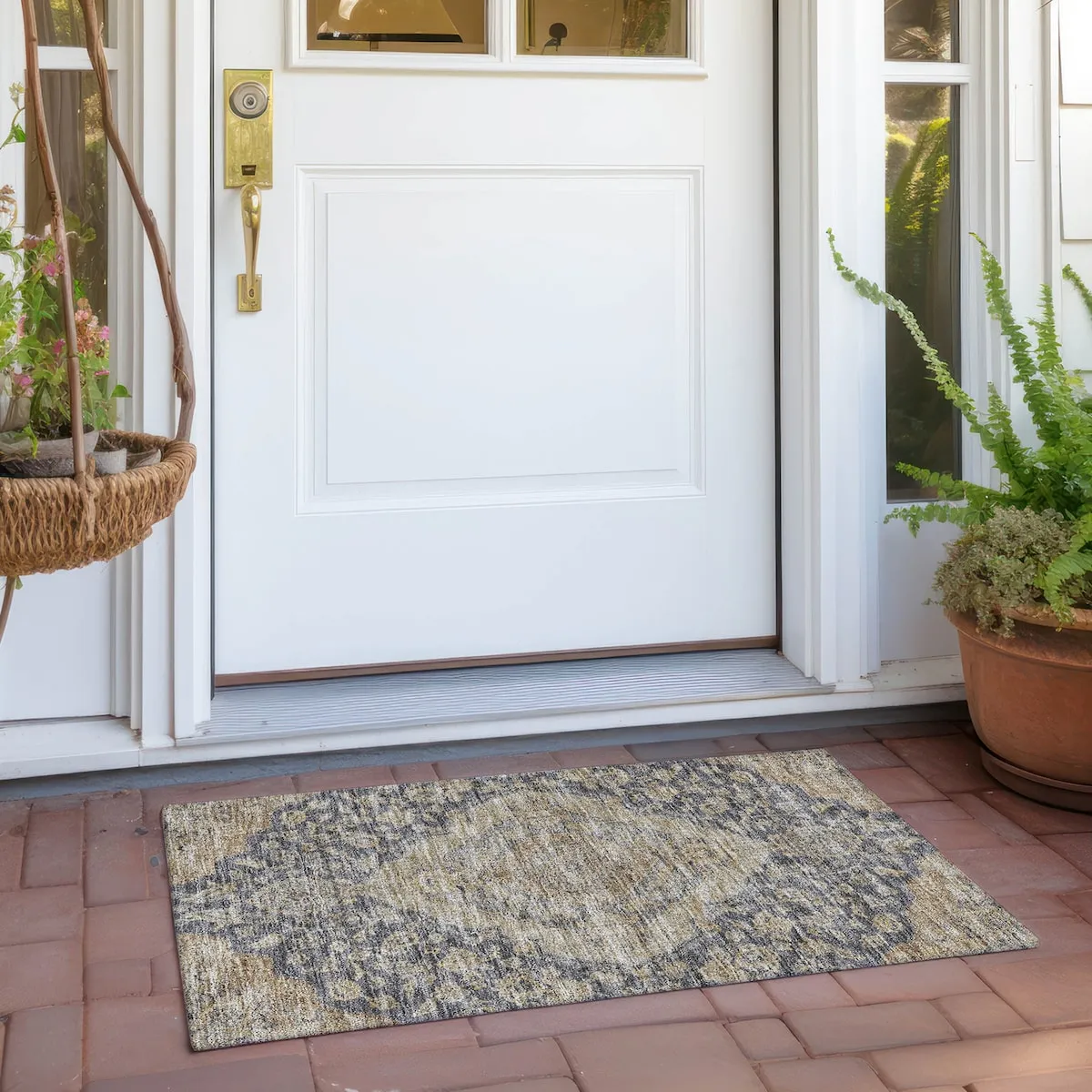 Machine Washable Indoor/ Outdoor Traditional Medallion Chantille Rug