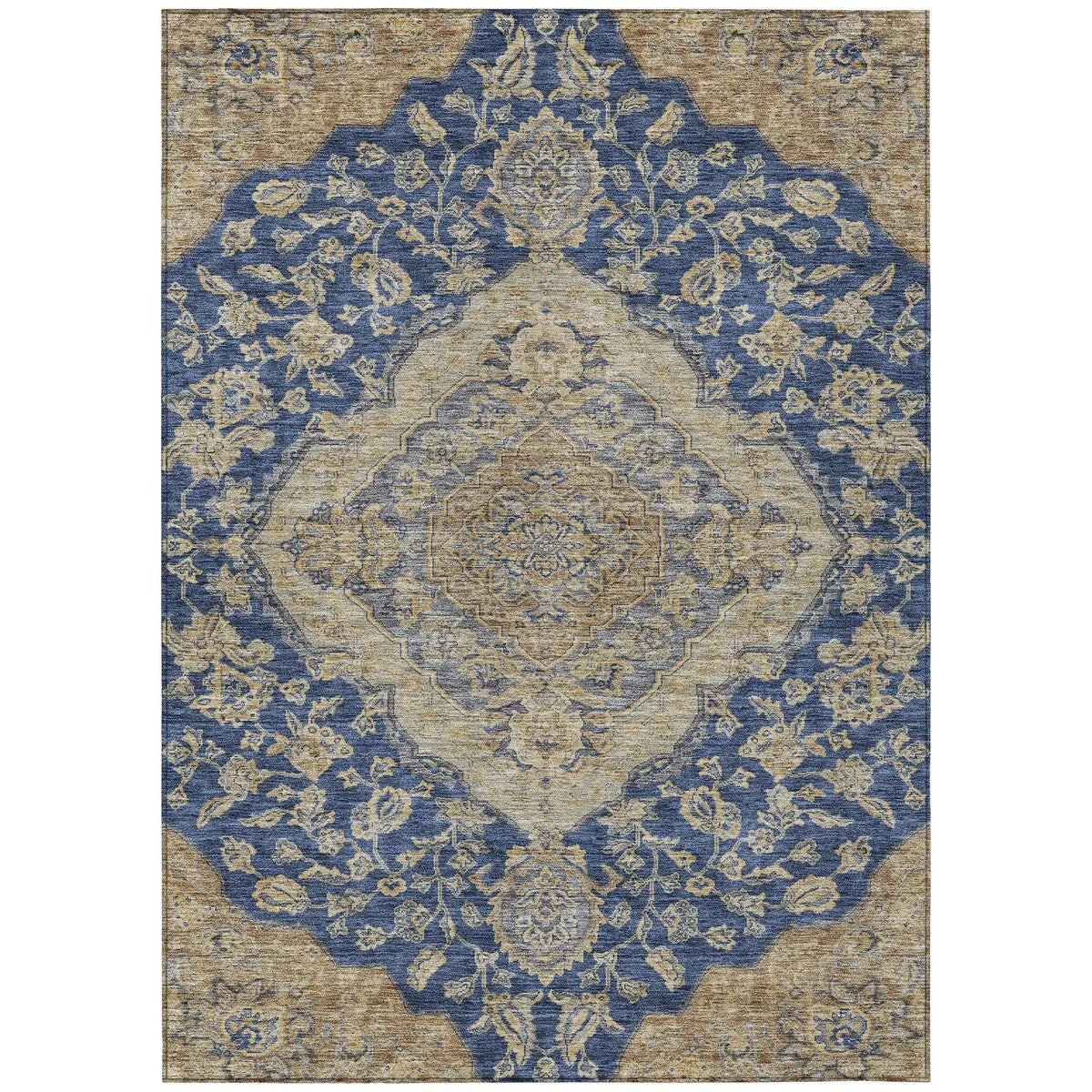 Machine Washable Indoor/ Outdoor Traditional Medallion Chantille Rug