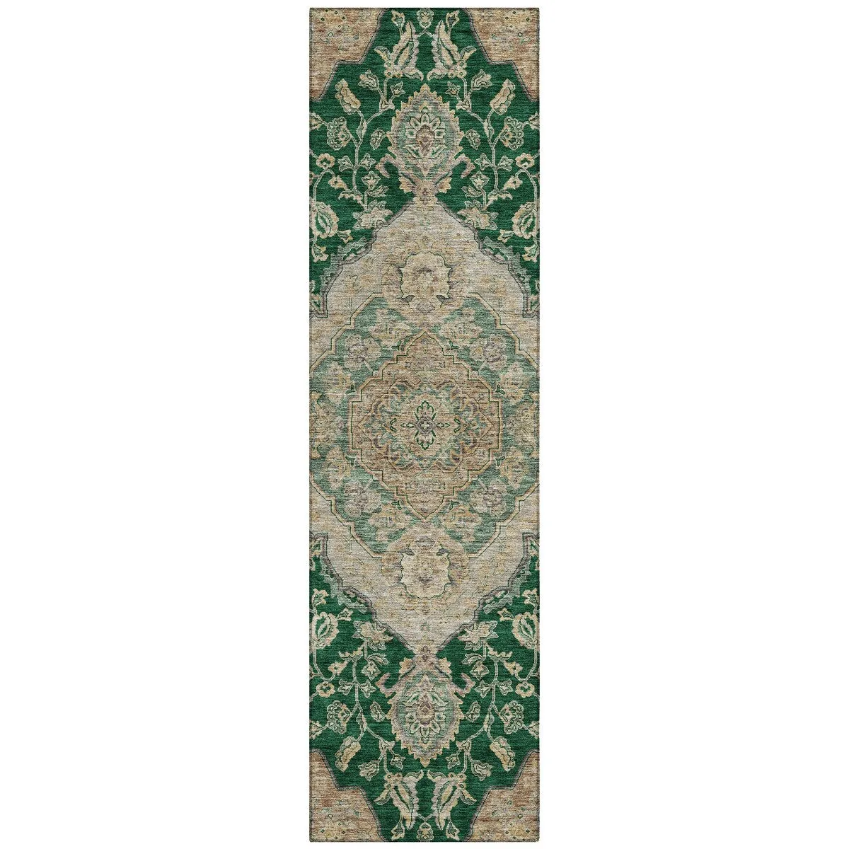 Machine Washable Indoor/ Outdoor Traditional Medallion Chantille Rug
