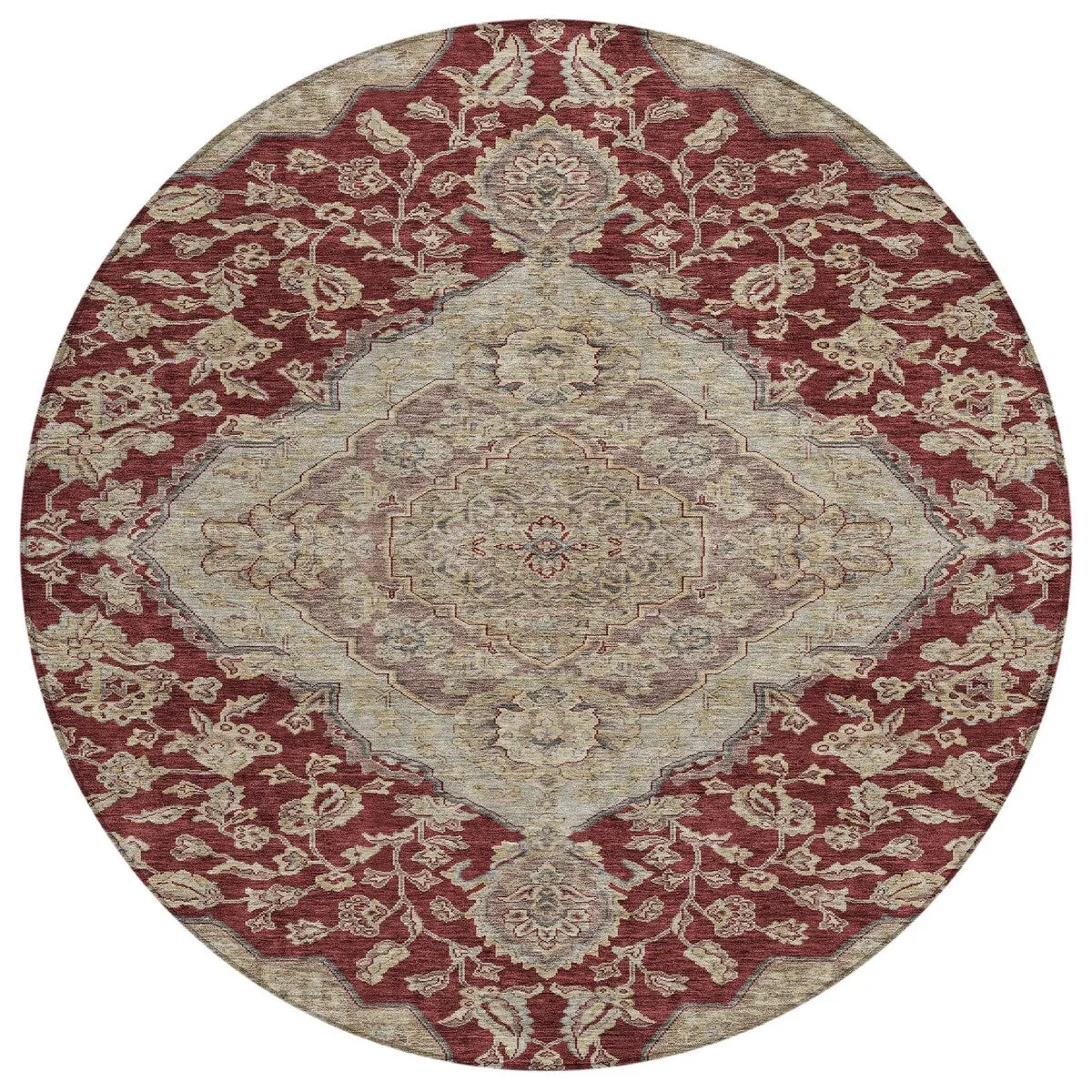 Machine Washable Indoor/ Outdoor Traditional Medallion Chantille Rug