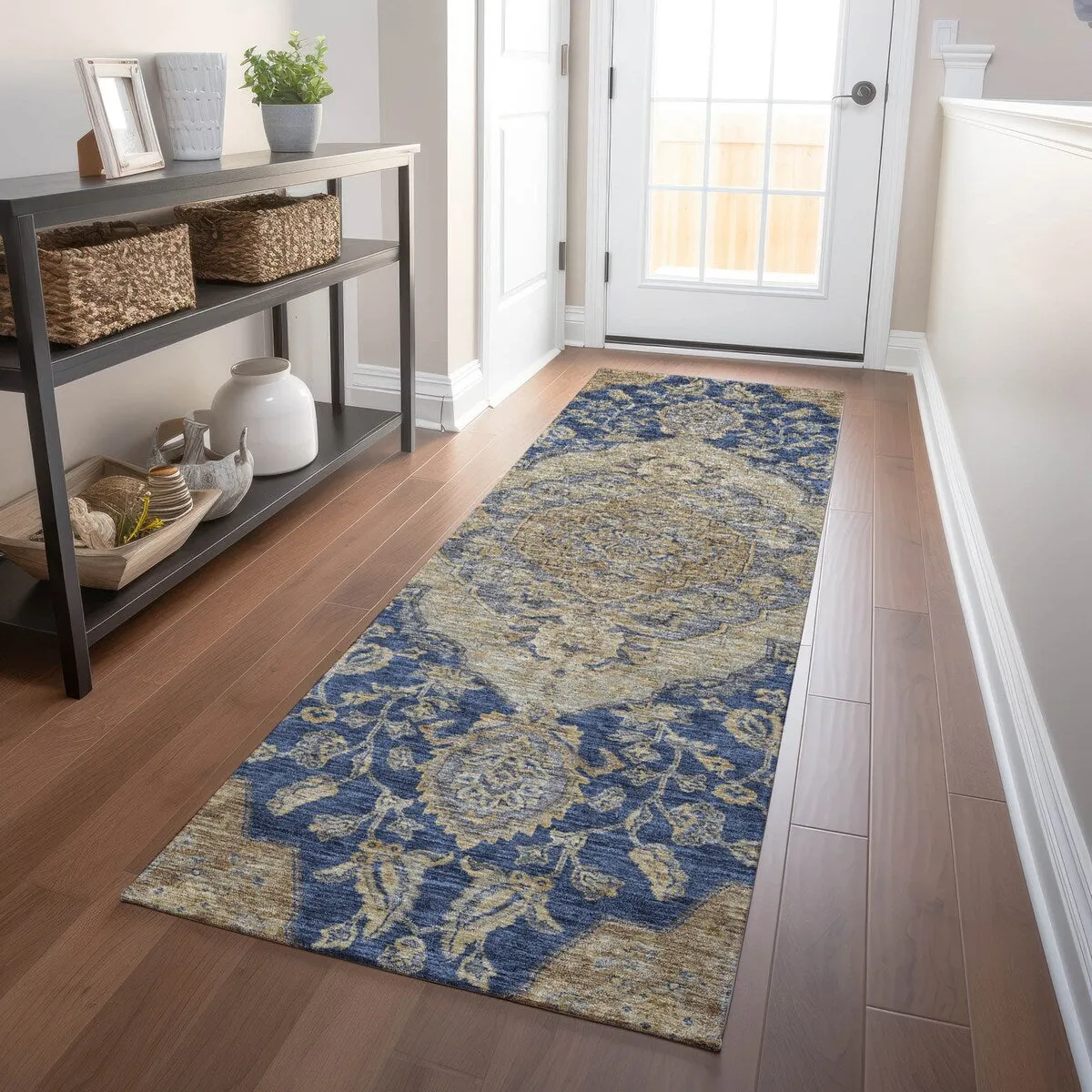 Machine Washable Indoor/ Outdoor Traditional Medallion Chantille Rug